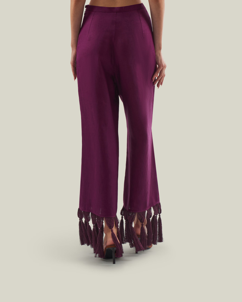 Marlino Fringed Pants in Plum 4