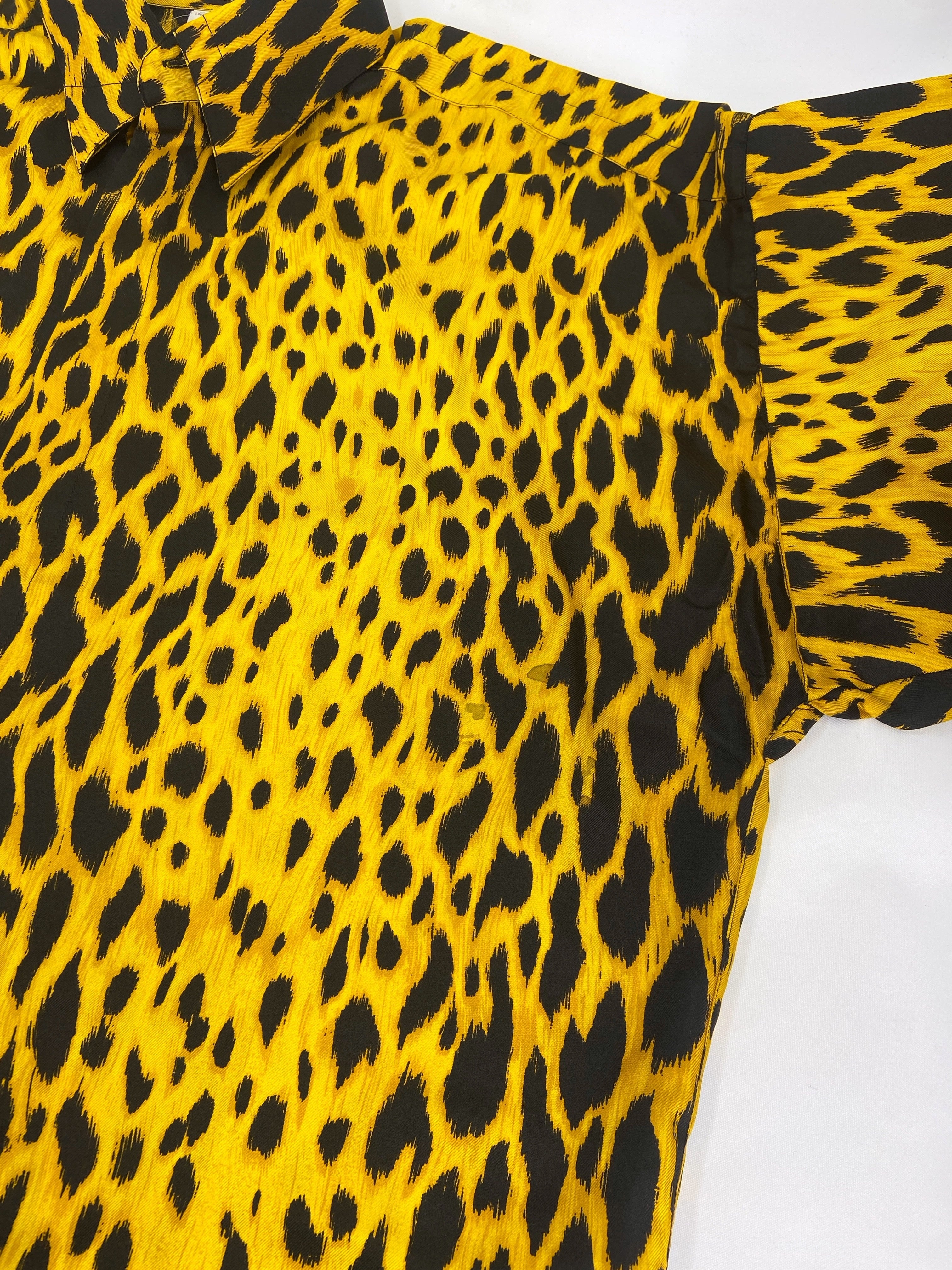 Gianni Versace Spring 1992 Men’s Leopard Print Silk Shirt 44 - 12