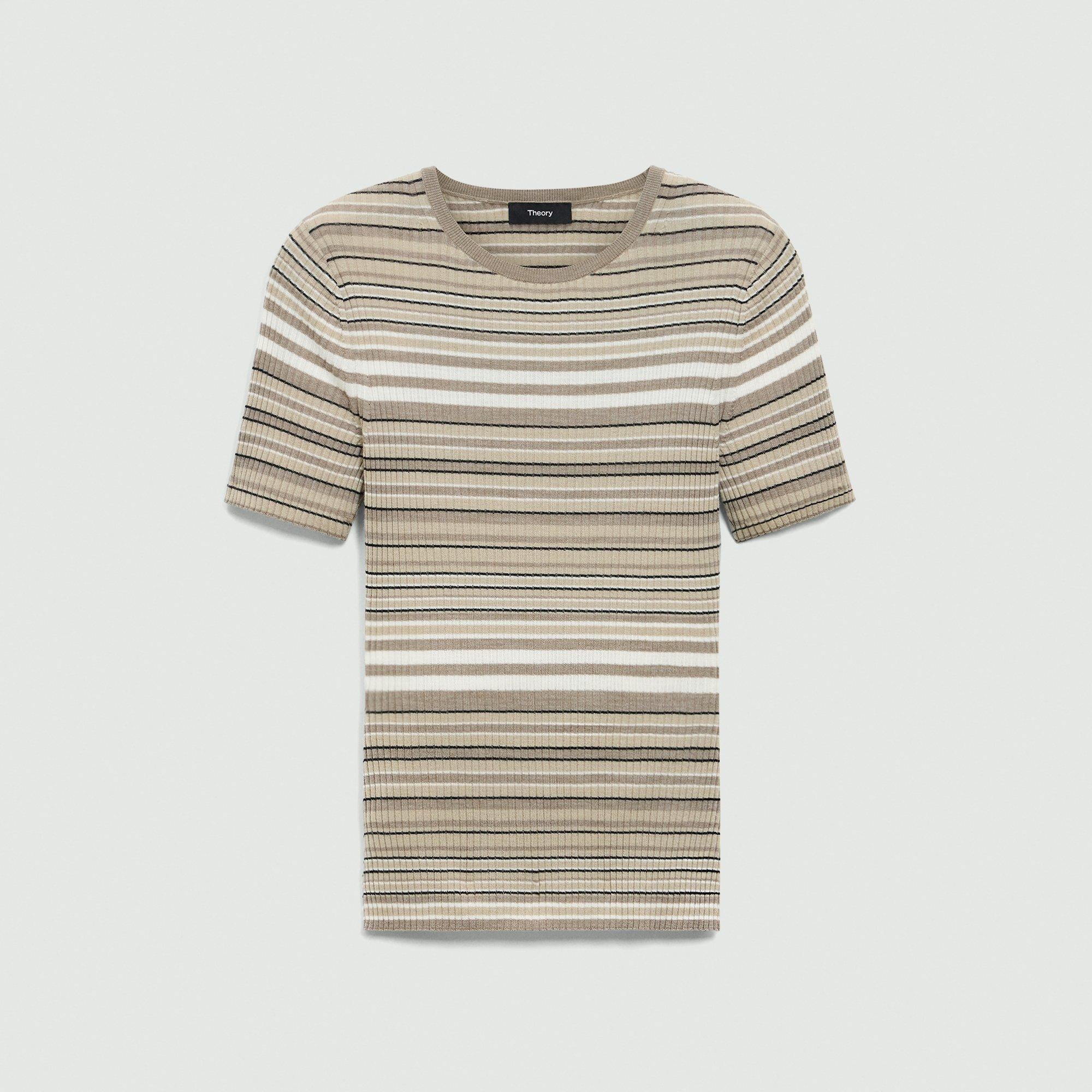 Ribbed Short-Sleeve Sweater in Regal Wool - 1