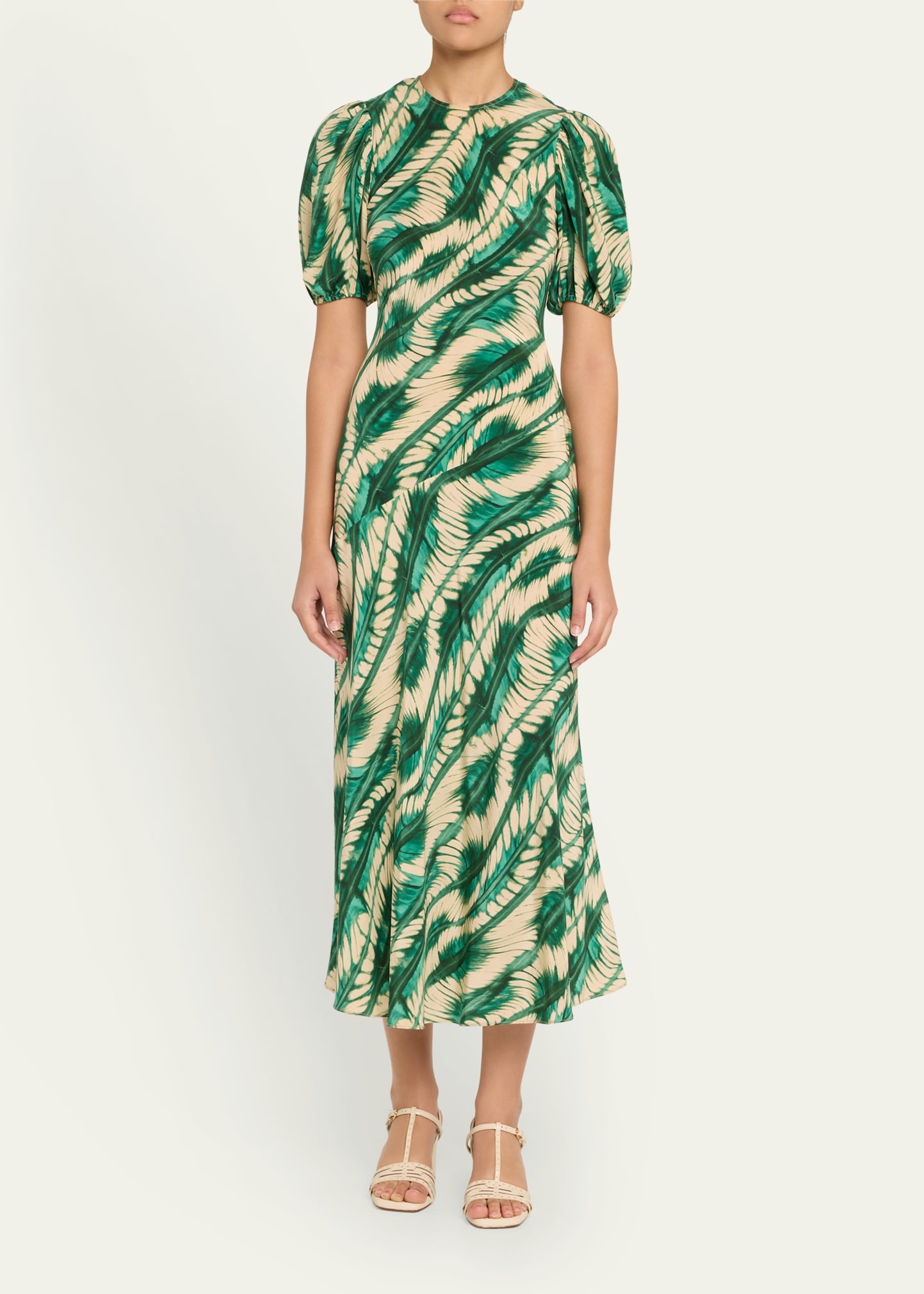 Ines Puff-Sleeve Midi Dress - 2