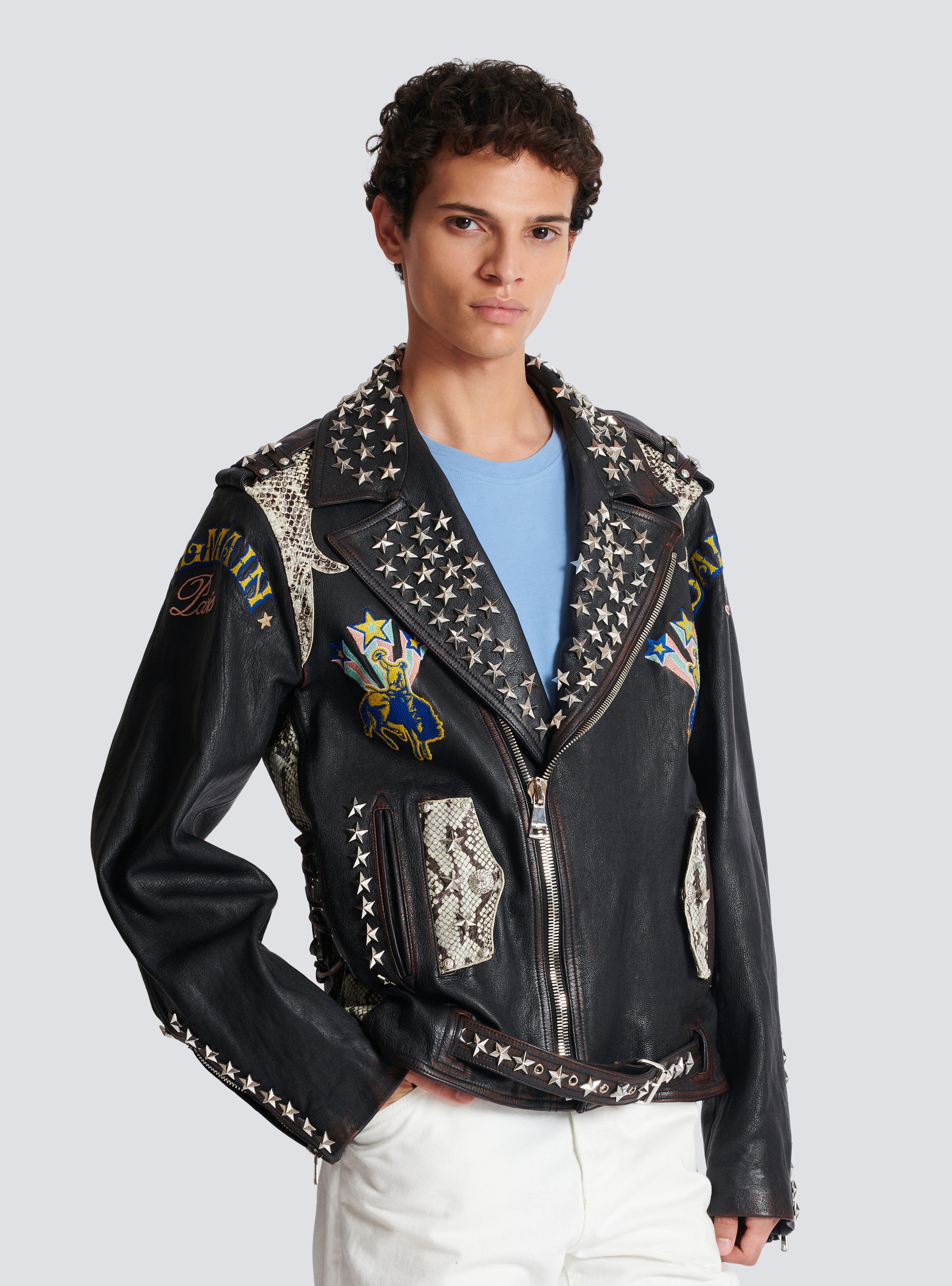 Balmain Western leather biker jacket - 7