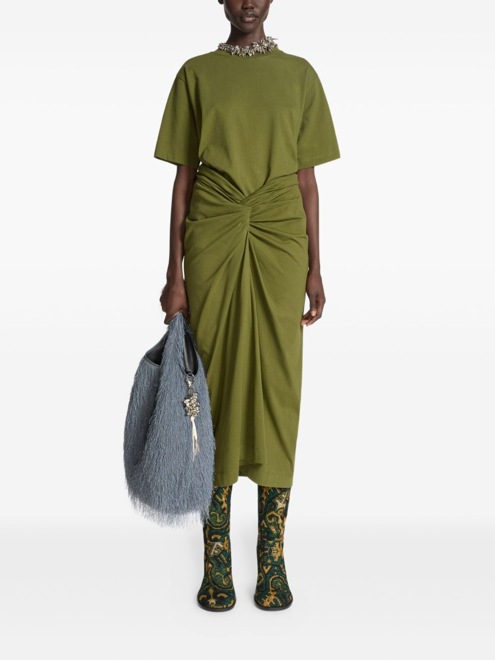 knotted jersey midi skirt - 2