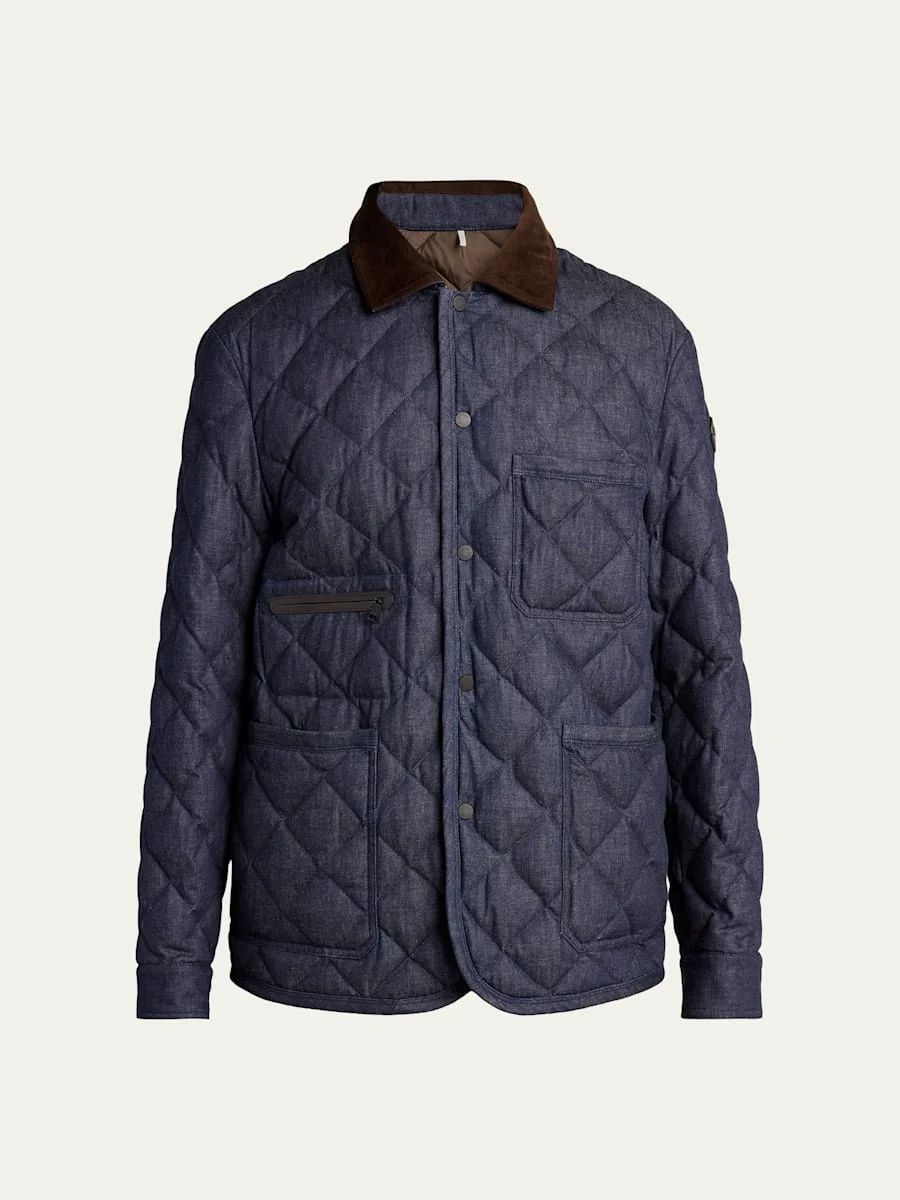 Men's Cotton & Leather Quilted Jacket - 1