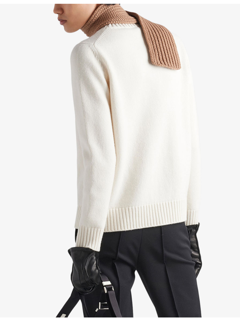 Brand-embroidered crewneck wool and cashmere-blend jumper - 4