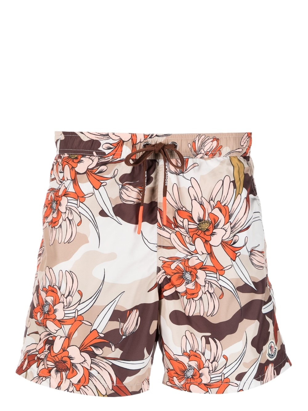 floral print drawstring swim shorts - 1