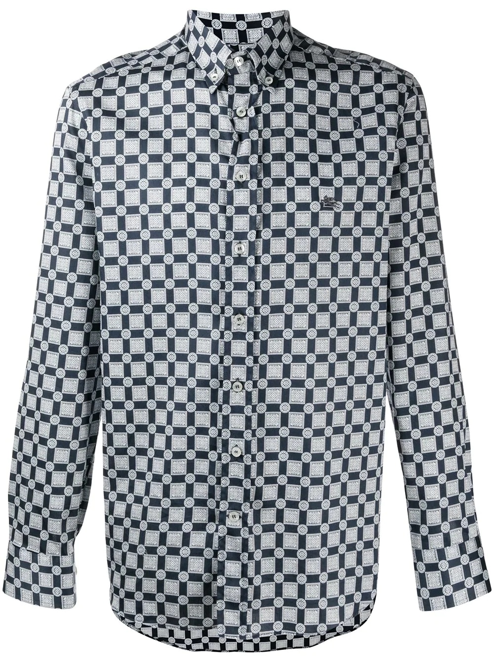 geometric print button-down shirt - 1