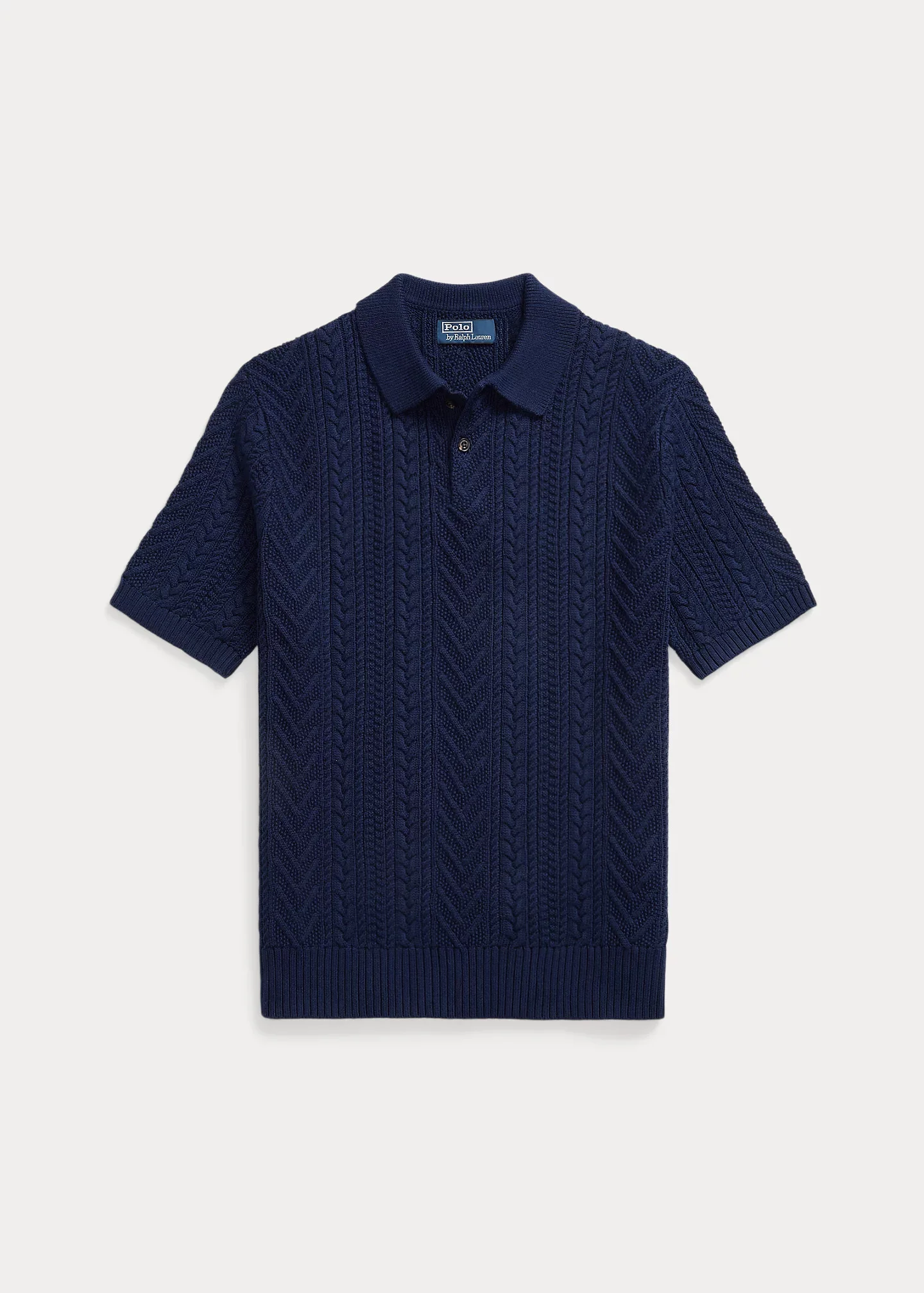 Aran-Knit Cotton Polo Sweater - 1