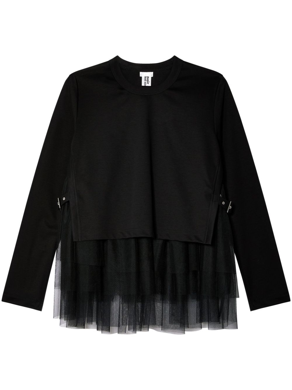 tulle-layer cotton T-shirt - 1