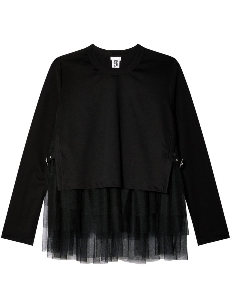 tulle-layer cotton T-shirt 1