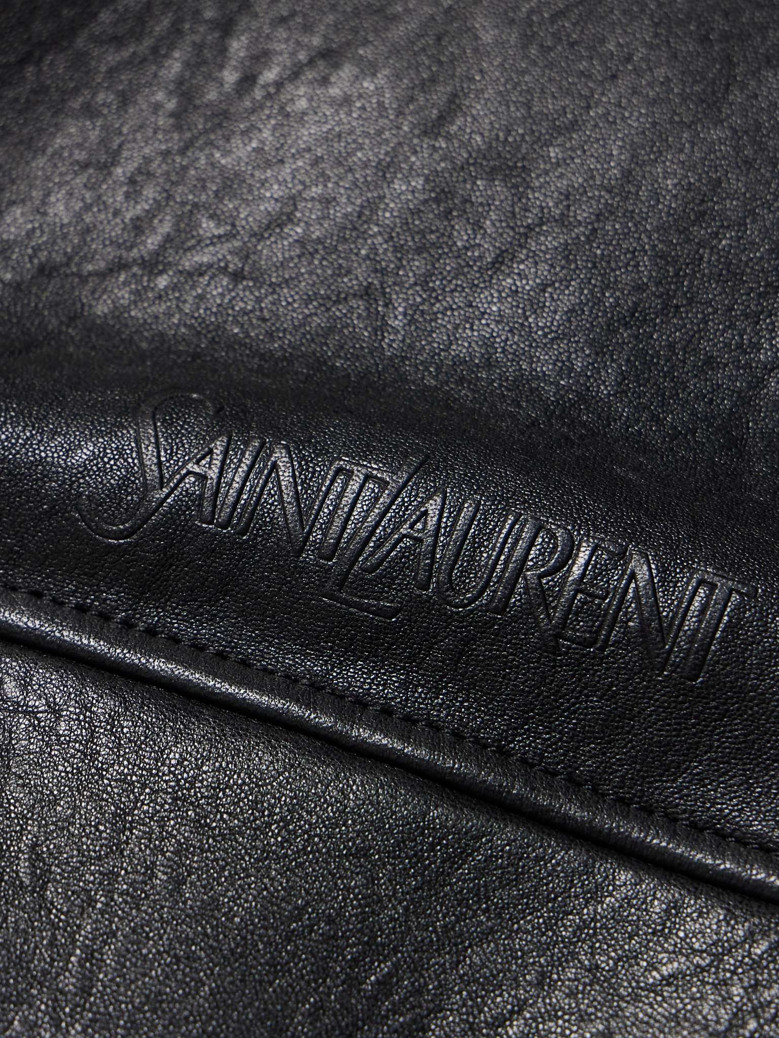 Logo-Embossed Textured-Leather Hoodie - 4