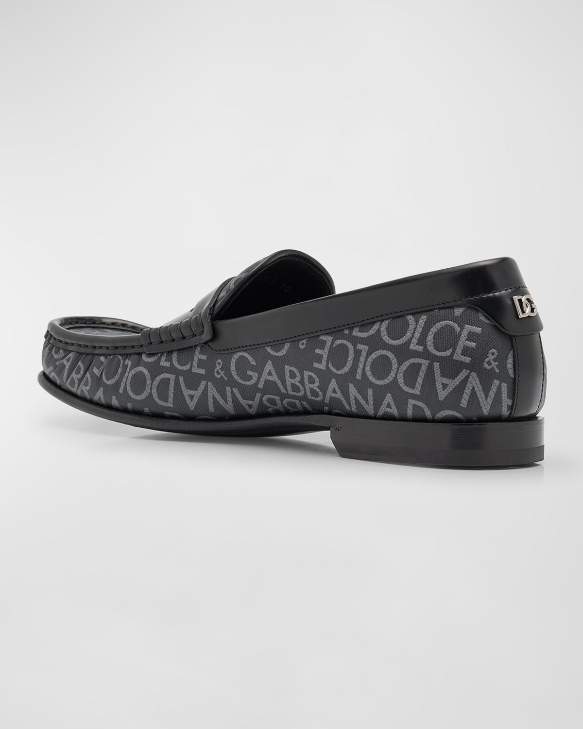 Men's Jacquard and Leather Penny Loafers - 4