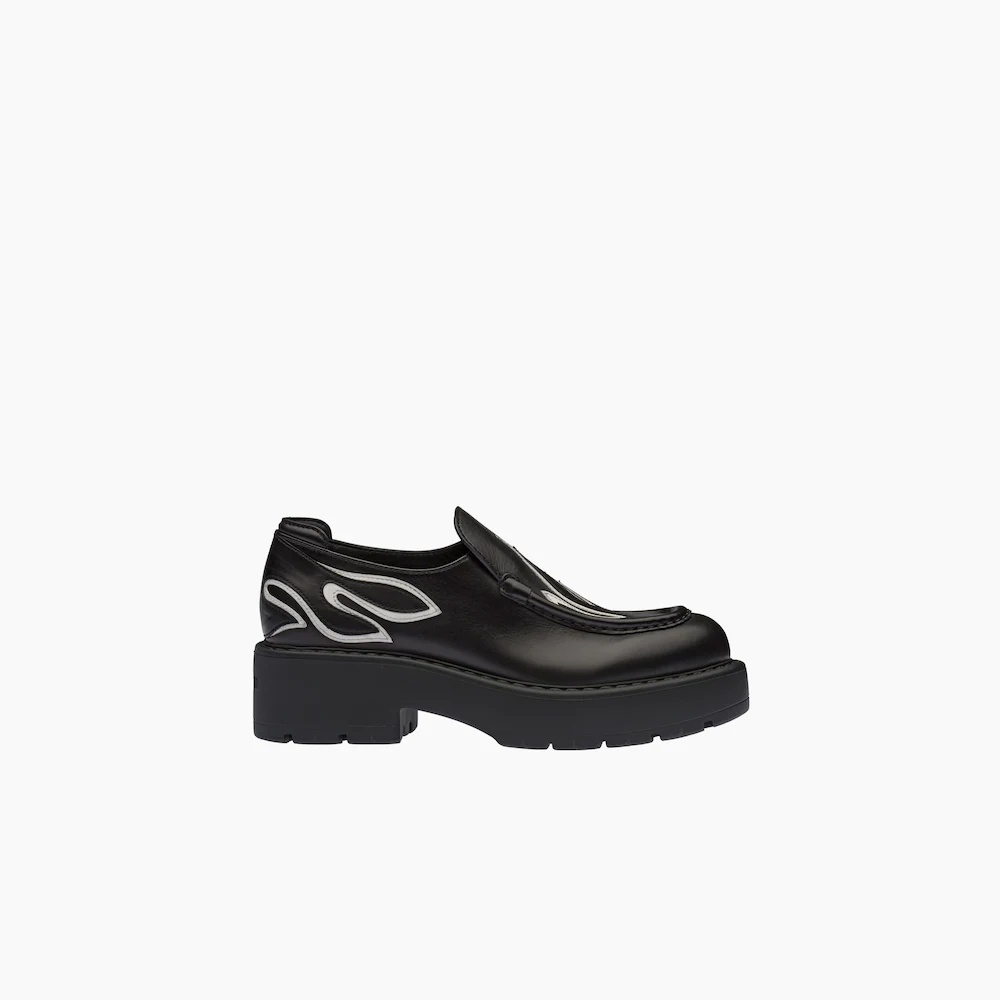 Decorated leather loafers - 4