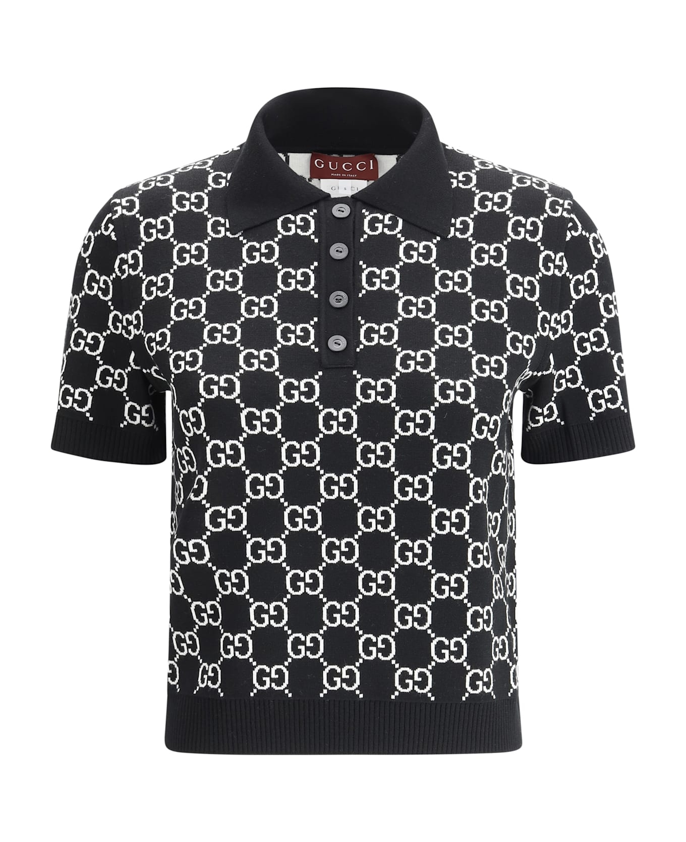 Gg Wool Jacquard Polo Top - 1