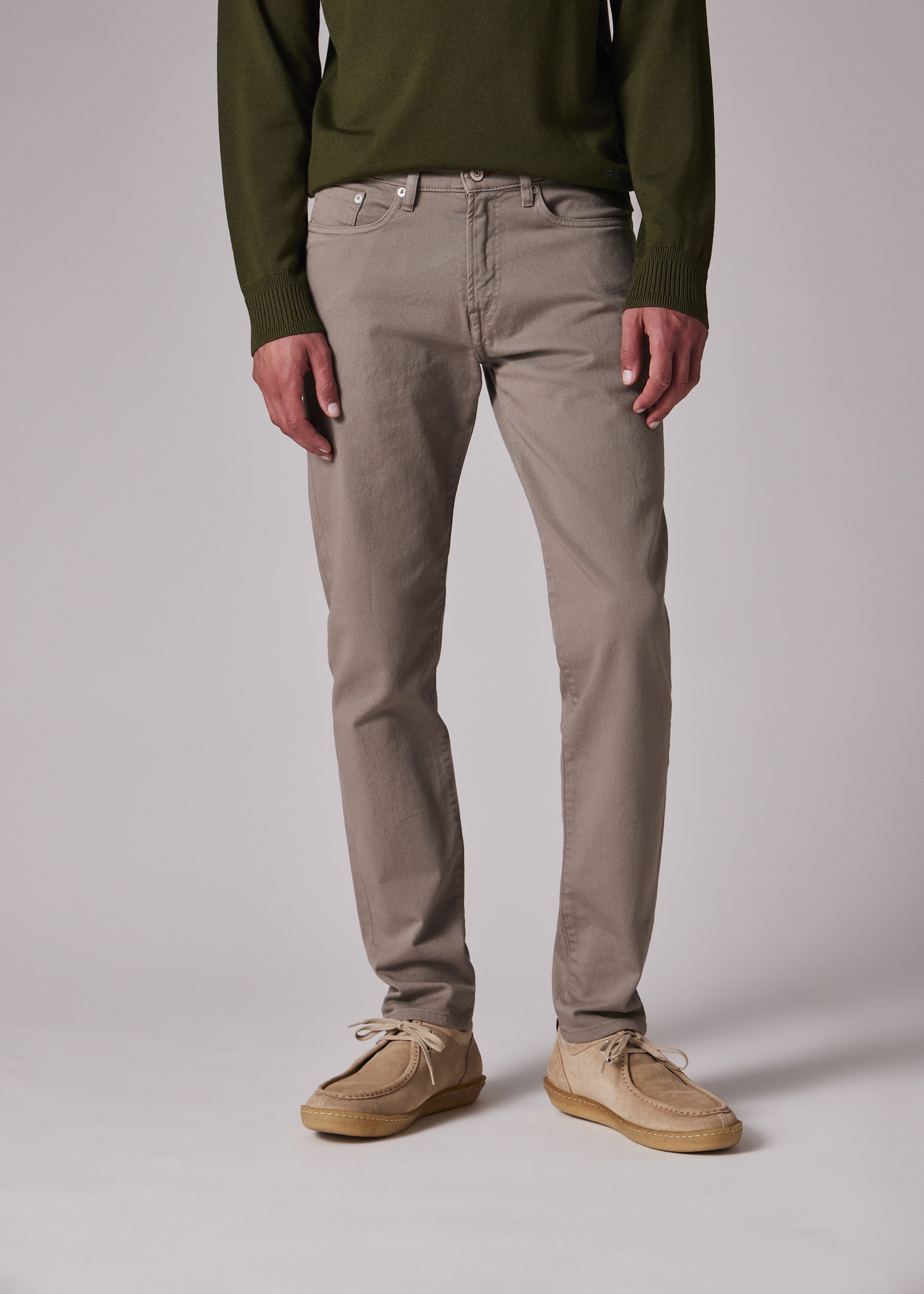 Tapered-Fit Stone Grey Garment-Dyed Organic Cotton-Stretch Jeans - 6