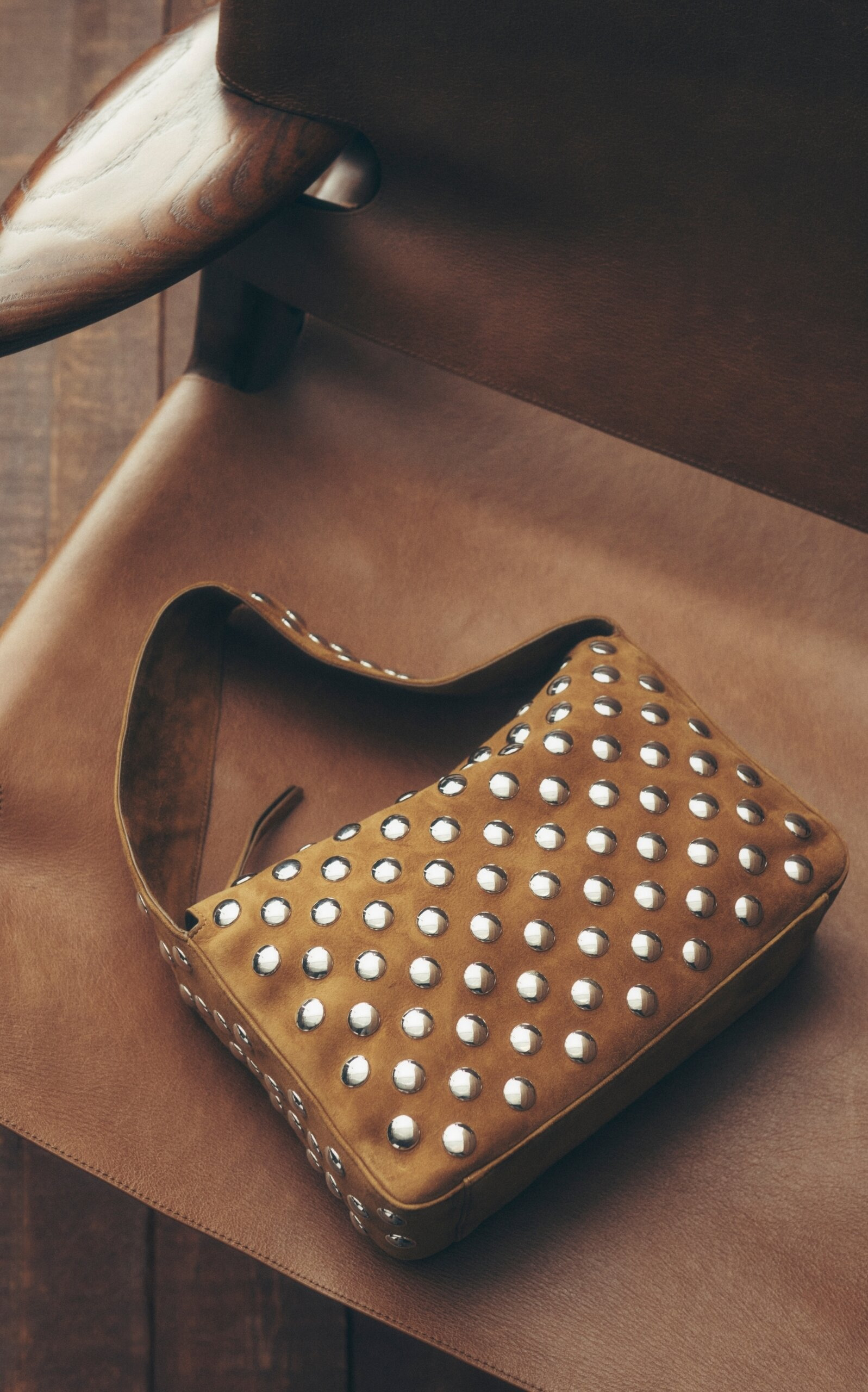 Elena Studded Suede Shoulder Bag brown - 2