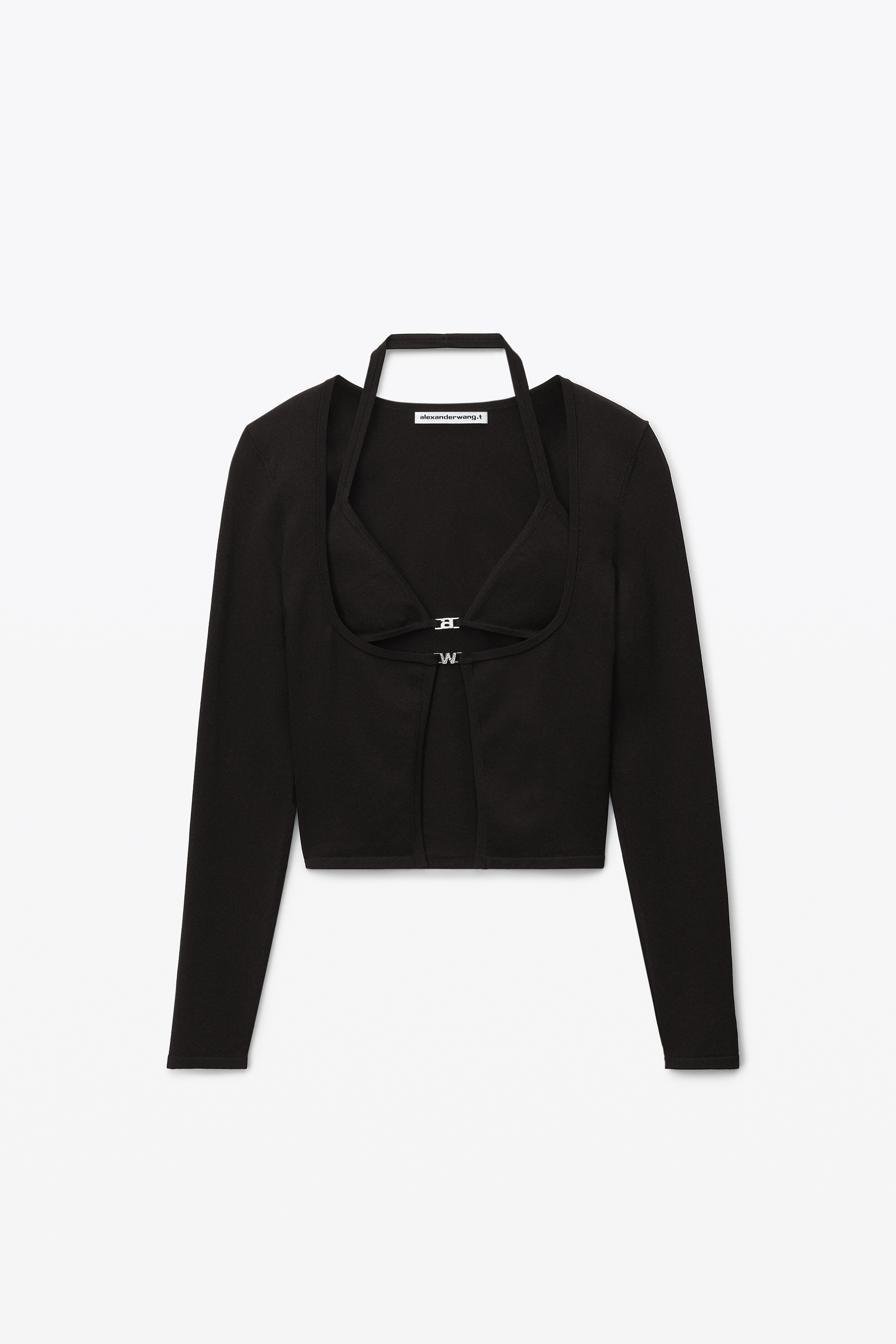 【送料&関税込】T by Alexander Wang Black Viscose Cardigan Alexander Wang BIKINI CARDIGAN IN STRETCH VISCOSE KNIT