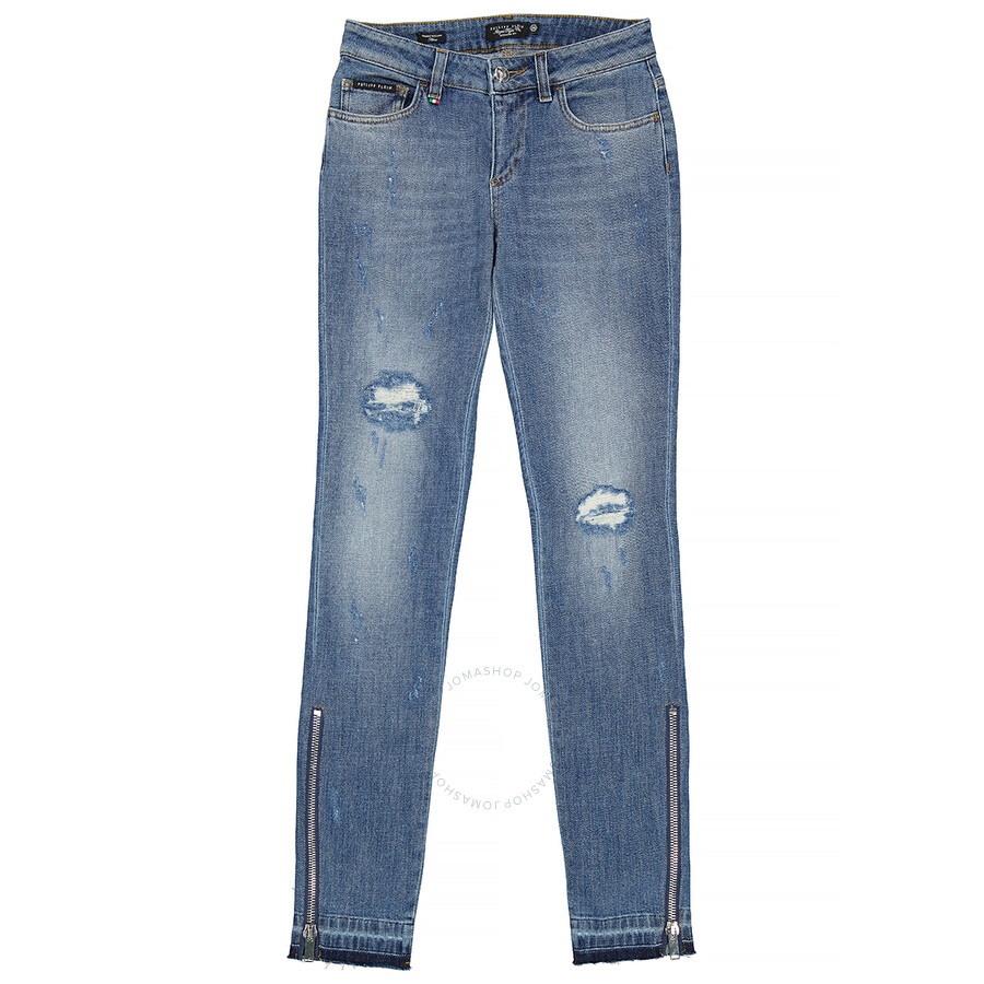 Philipp Plein Ladies Morgan Fit Angel Stretch Denim Jeans - 1