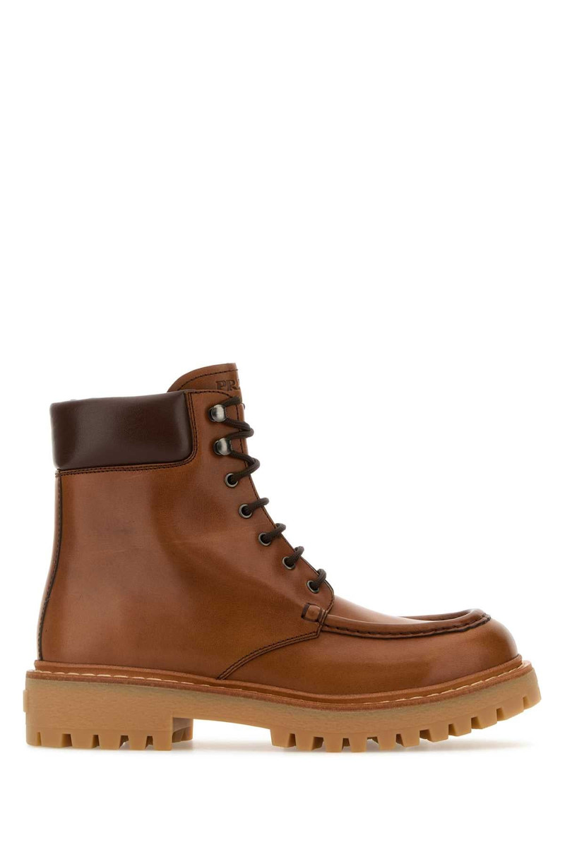 Prada Women Caramel Leather Ankle Boots - 1