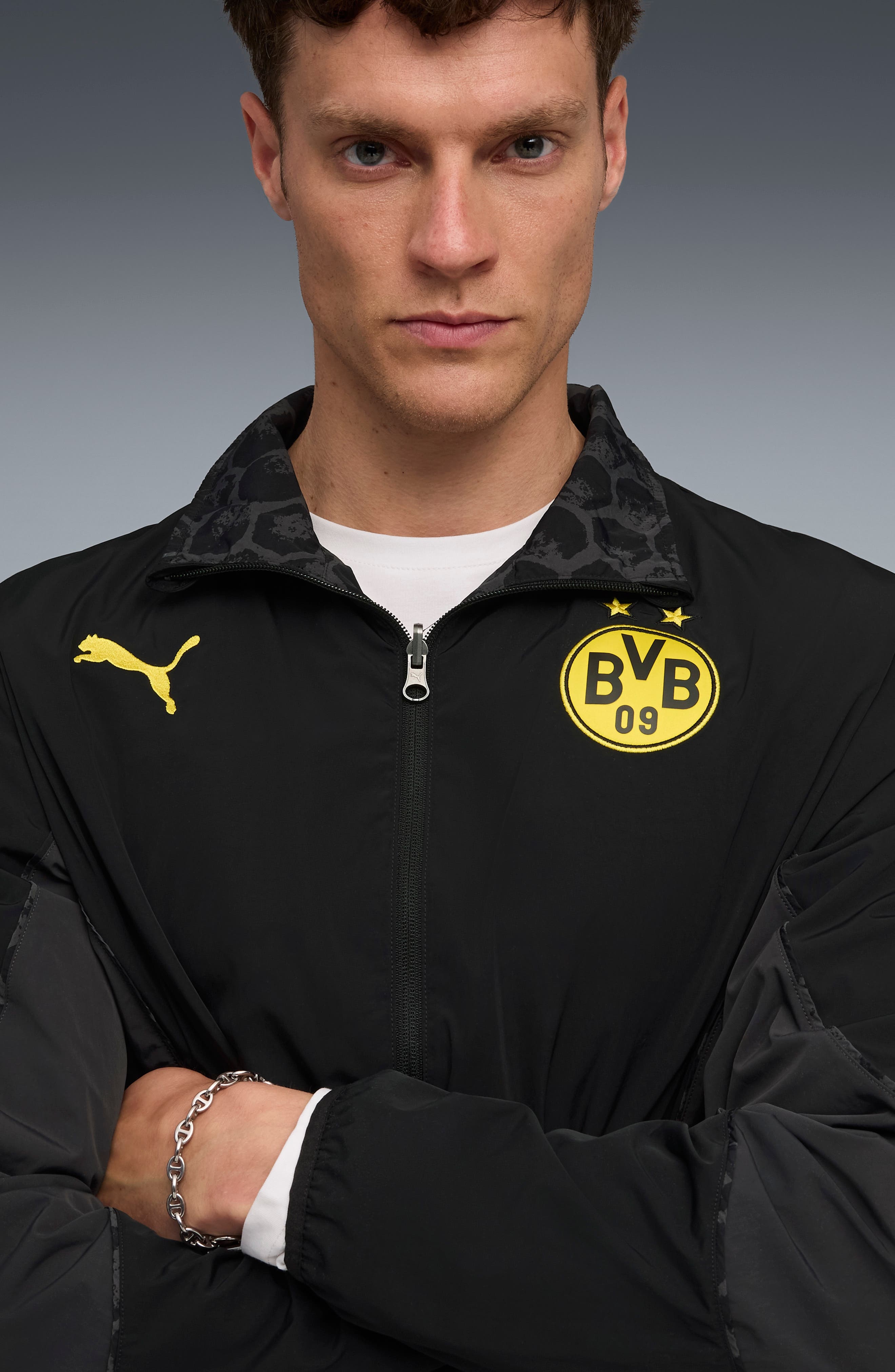 PUMA x KidSuper BVB Reversible Nylon Jacket in Puma Black-Faster Yellow at Nordstrom - 3