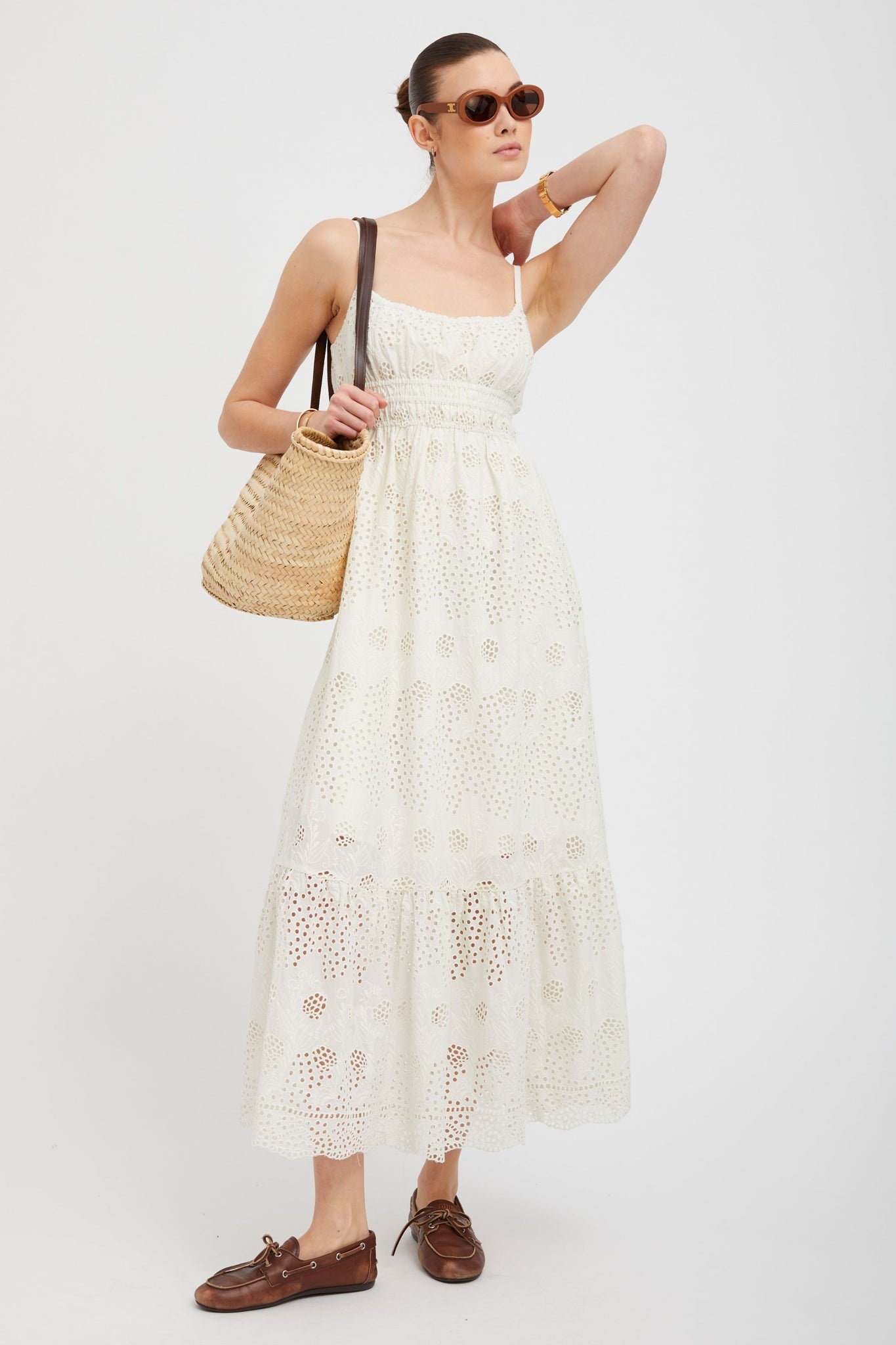 WHITE EYELET ALI MAXI DRESS - 2