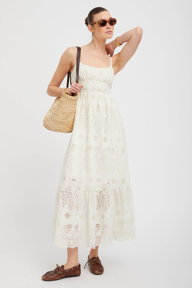 SPRWMN WHITE EYELET ALI MAXI DRESS outlook