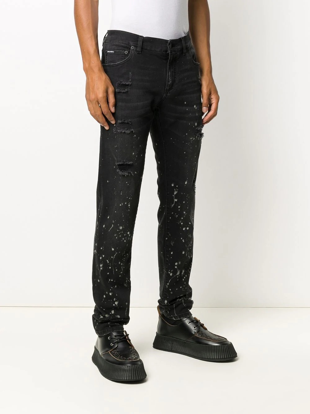 Calça jeans slim com respingos de tinta - 3