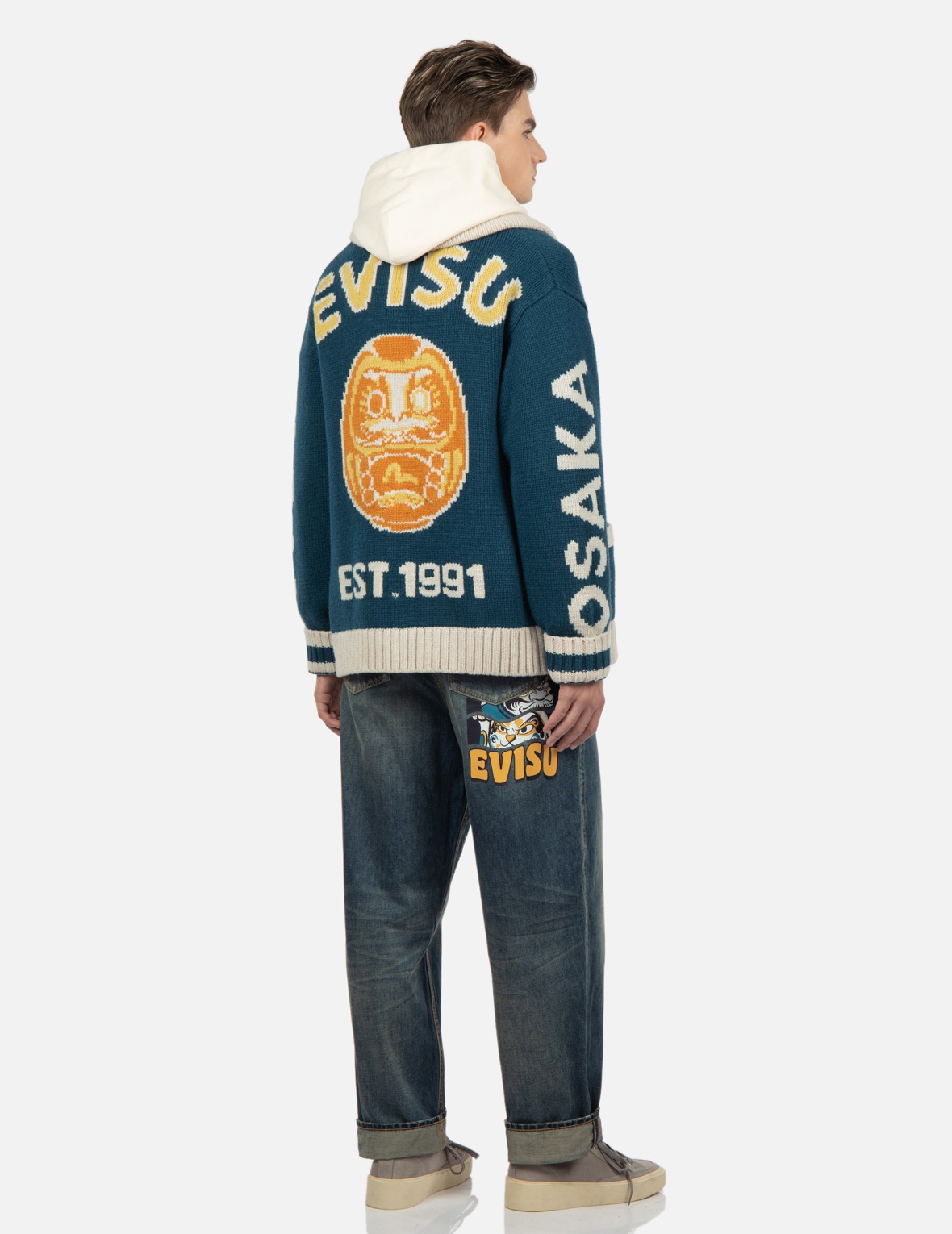 DARUMA INTARSIA-KNIT ZIP-UP SWEATER - 3