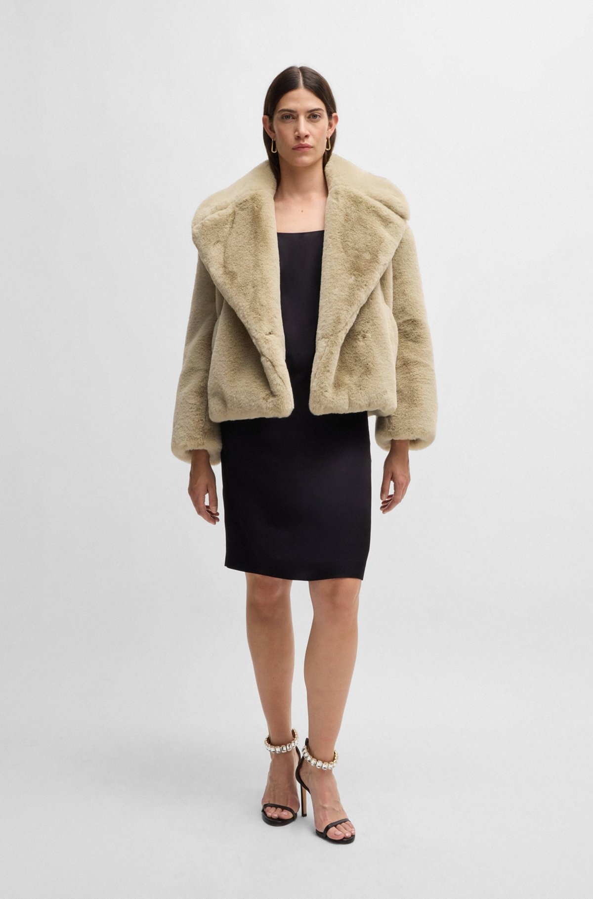 CROPPED COAT IN PLUSH TEDDY FABRIC - 3