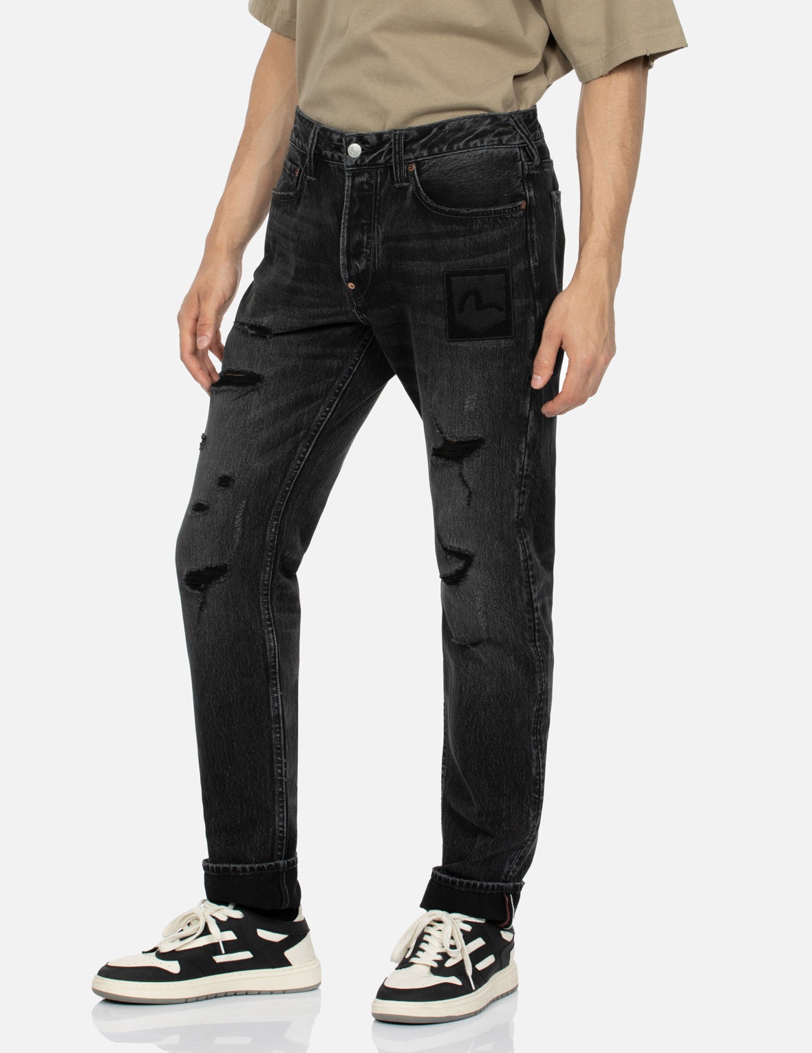 Camouflage Brushstroke Daicock Print Distressed Carrot Fit Jeans #2017 - 8