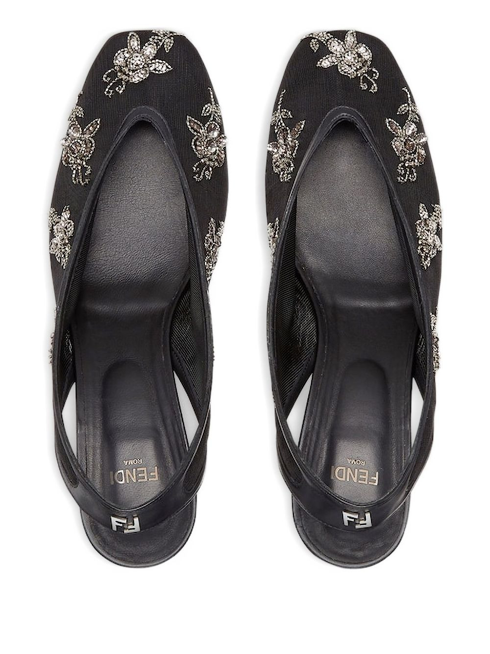 46mm embellished slingback heeled pumps - 4