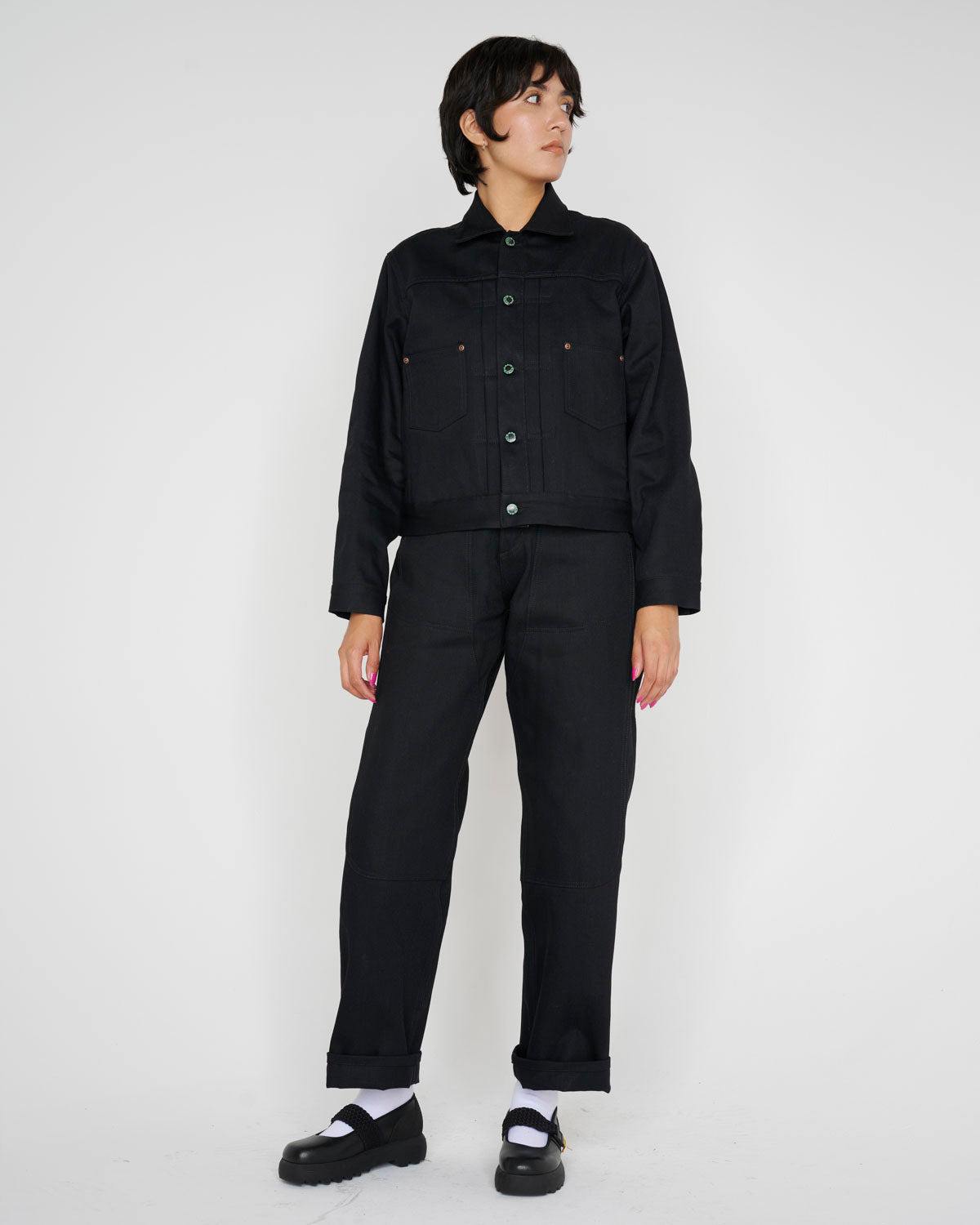 Trucker Jacket 13.2oz Selvedge Denim - Solid Black - 11