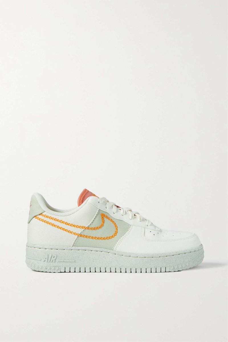 Air Force 1 '07 embroidered faux suede, leather and canvas sneakers 1