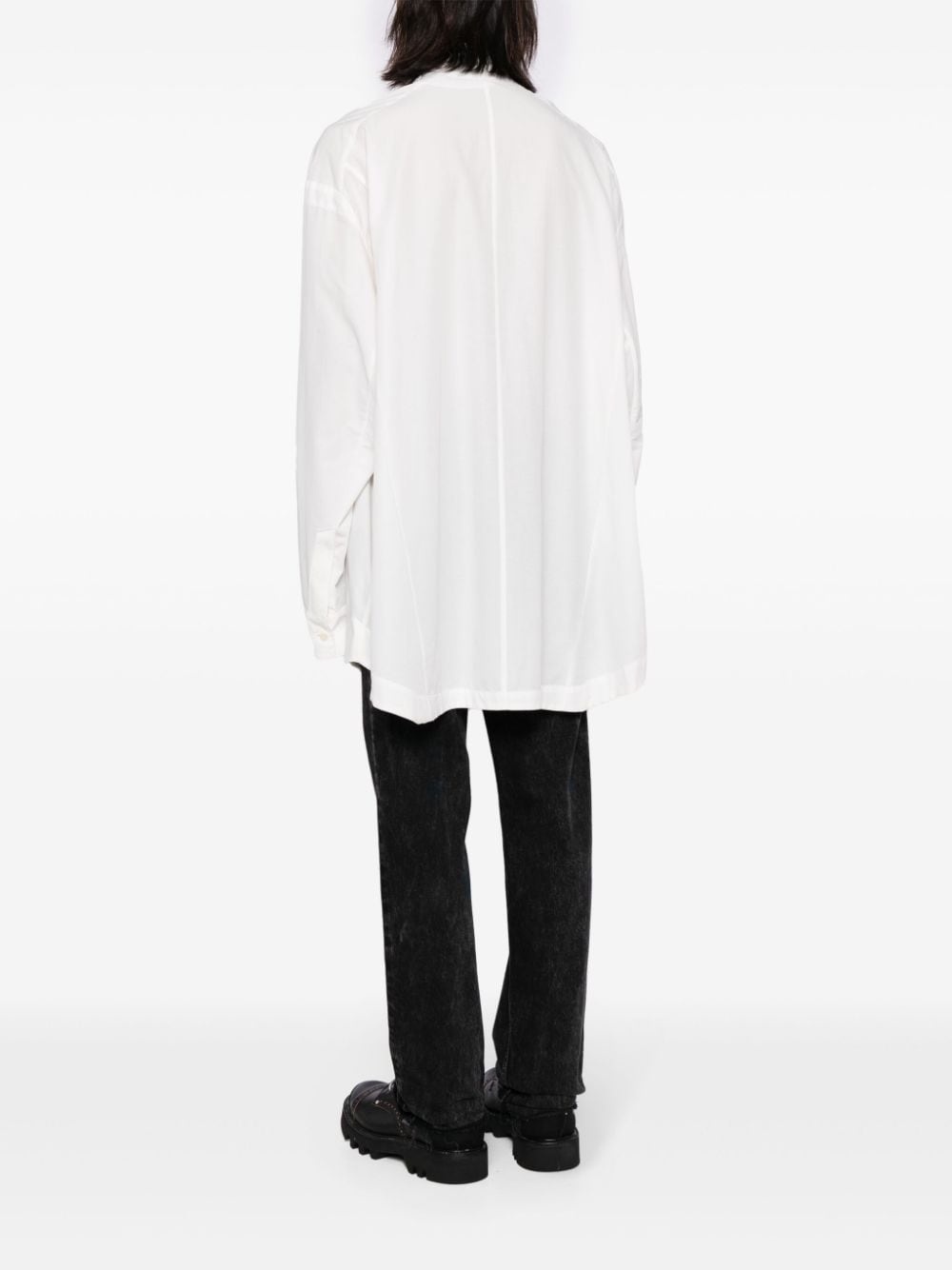 concealed-fastening cotton-blend shirt - 4