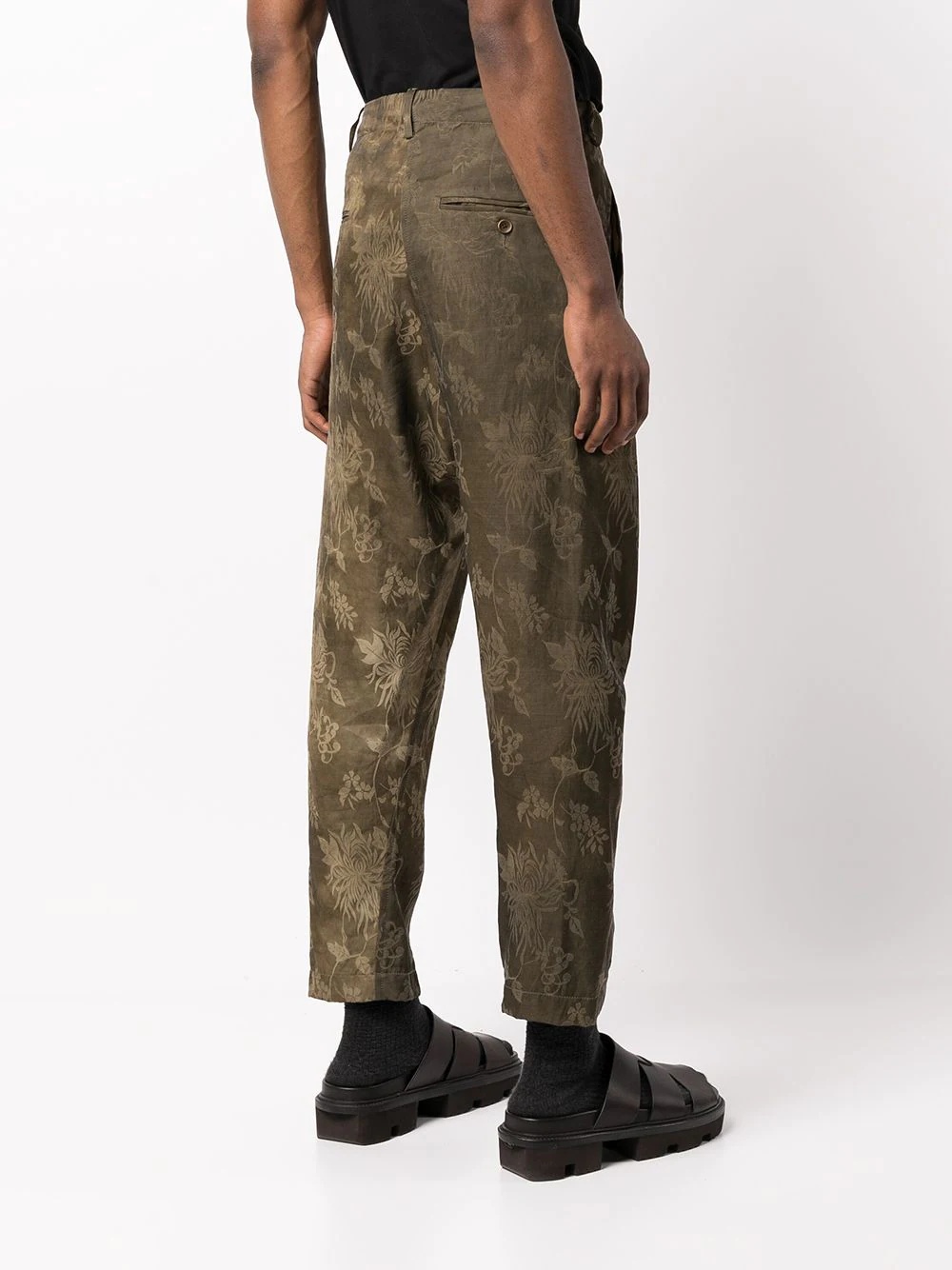 patterned jacquard drop-crotch trousers - 4