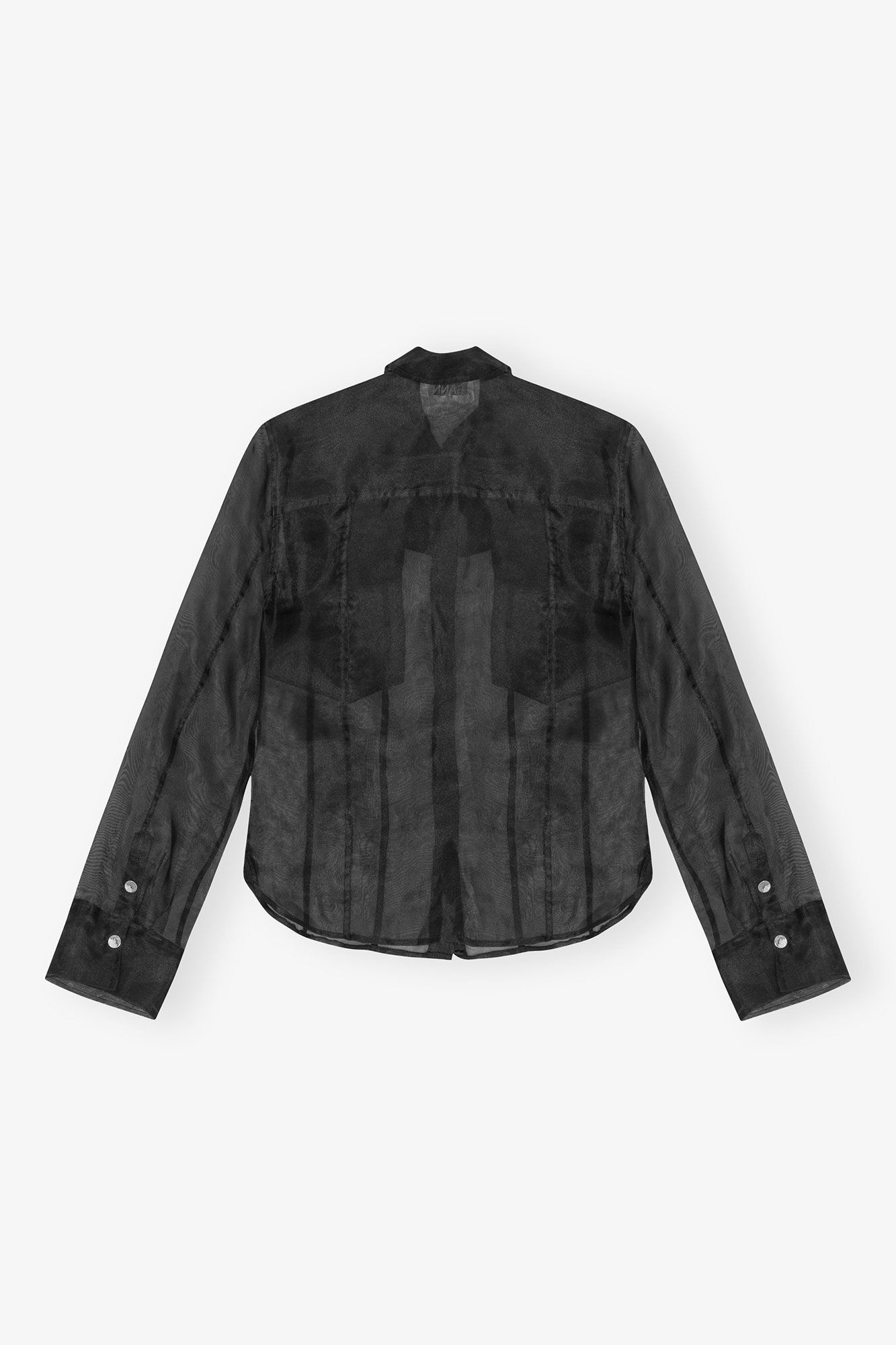 BLACK TECHNICAL ORGANZA SHIRT - 2