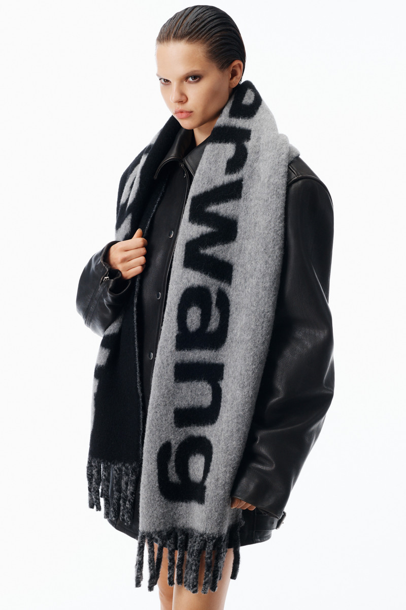 Jacquard Logo Scarf in Alpaca-Wool Blend 3