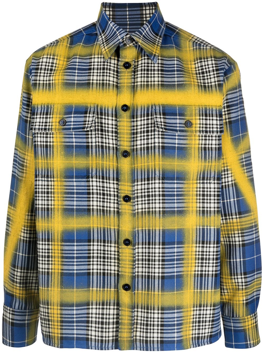 spray paint checked wool shirt - 1