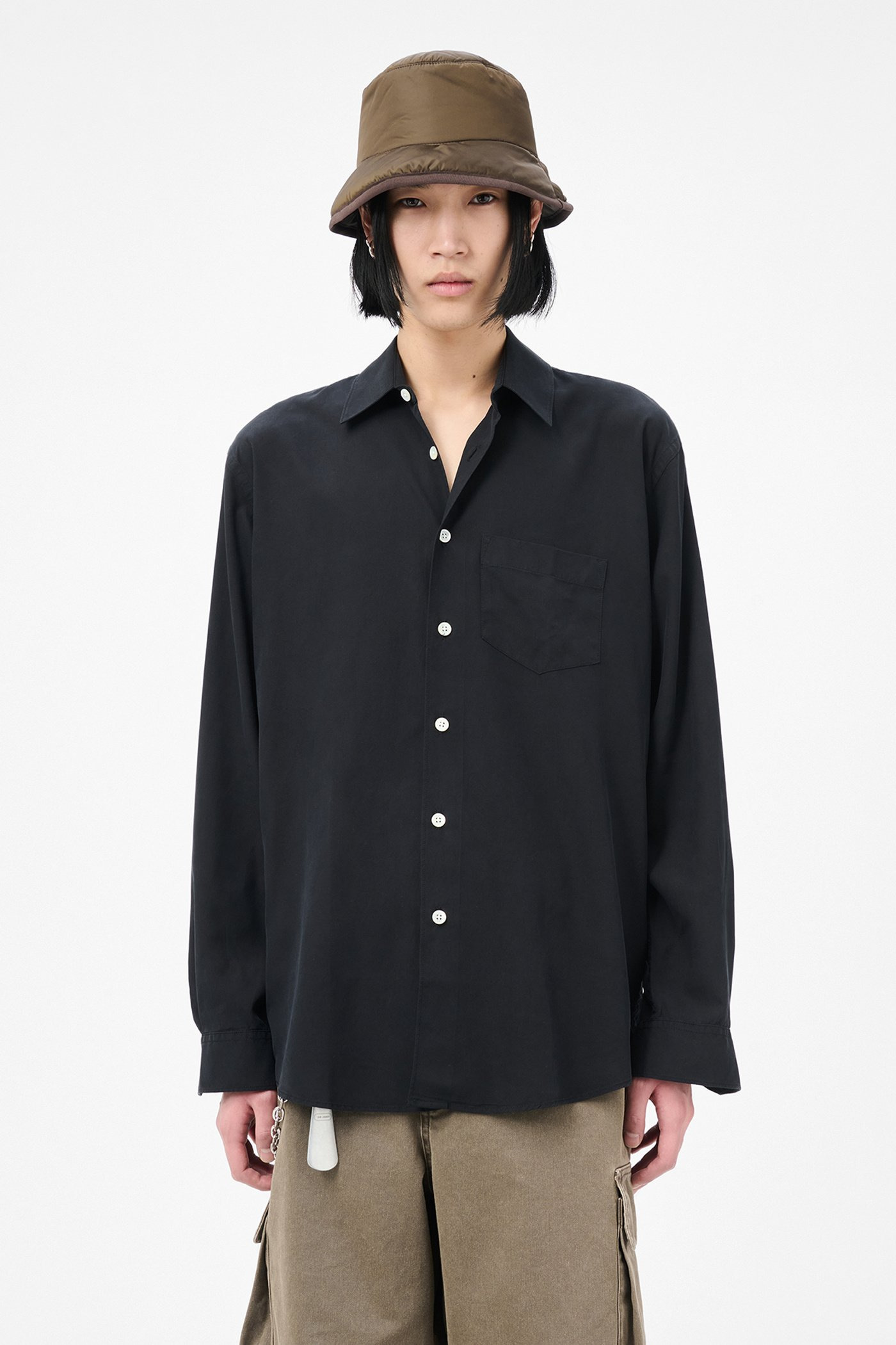 Initial Shirt Black Fine Silk - 3