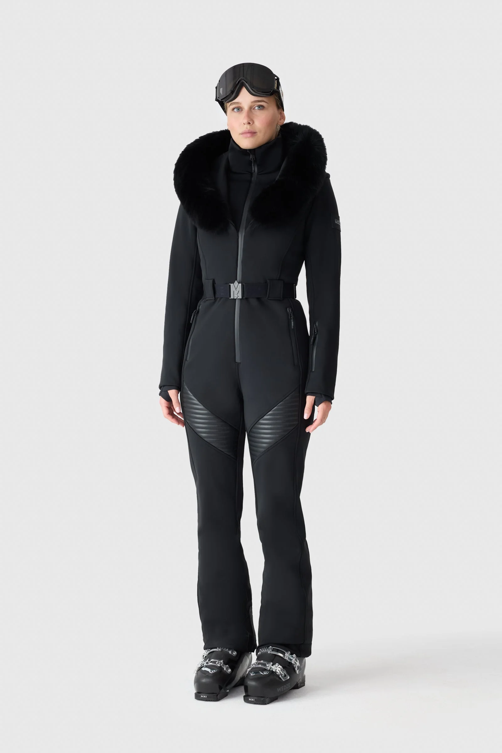 ELLE-ZR Bonded Fleece Ski Suit With Removable Fur-Trimmed Hood - 1