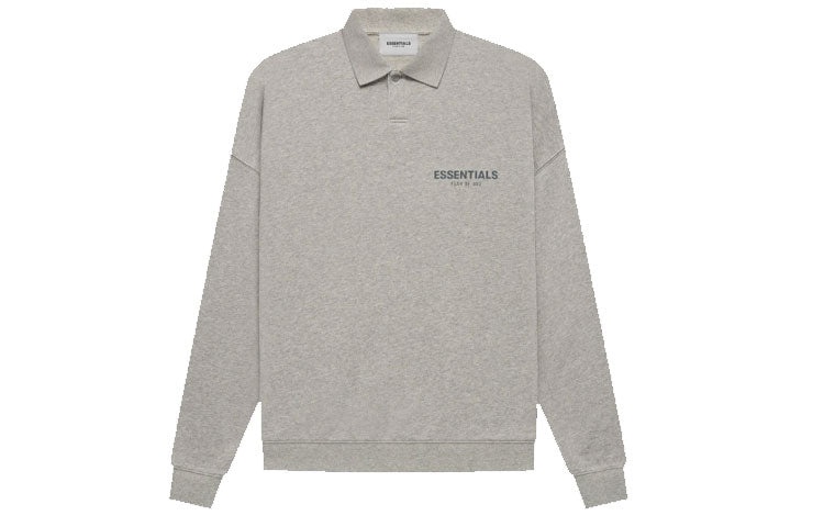 Fear of God Essentials FW21 Long Sleeve Polo Shirt 'Heather Oatmeal' FOG-FW21-141 - 2