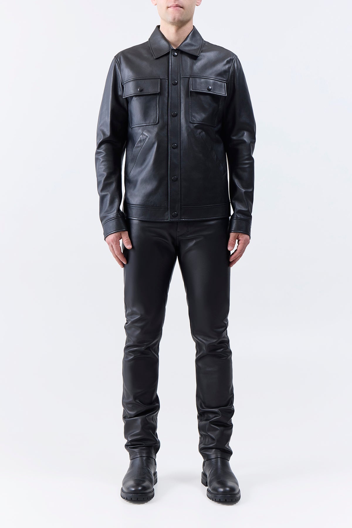 Levy Jacket in Black Nappa Leather - 3