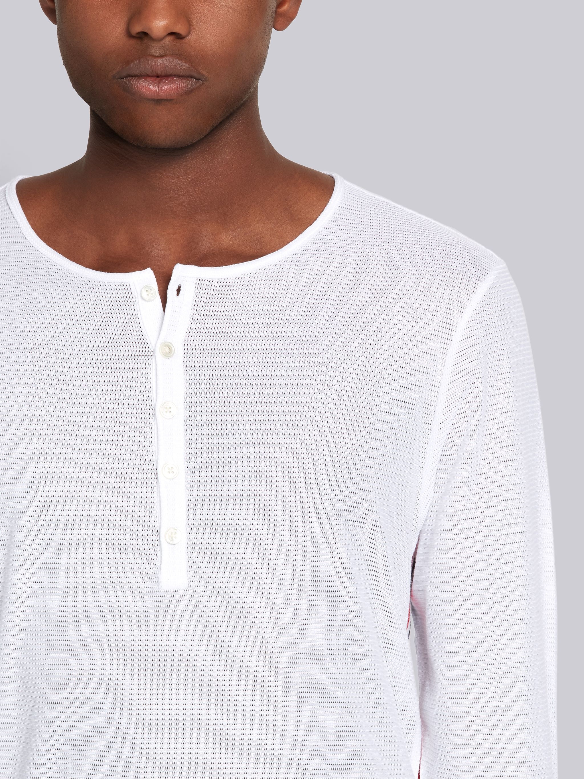 Eyelet Mesh Henley - 5