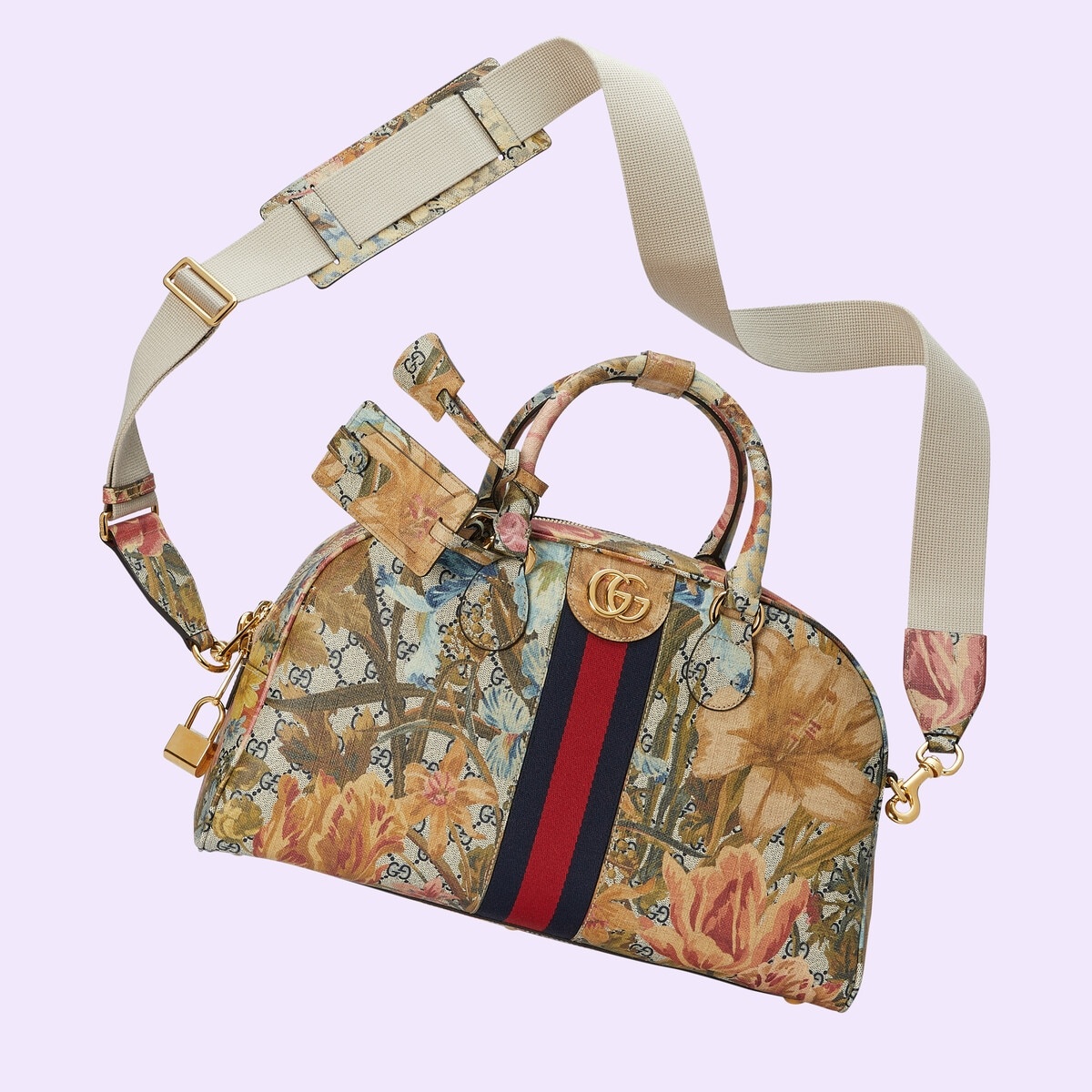 Ophidia Flora print medium duffle bag - 5