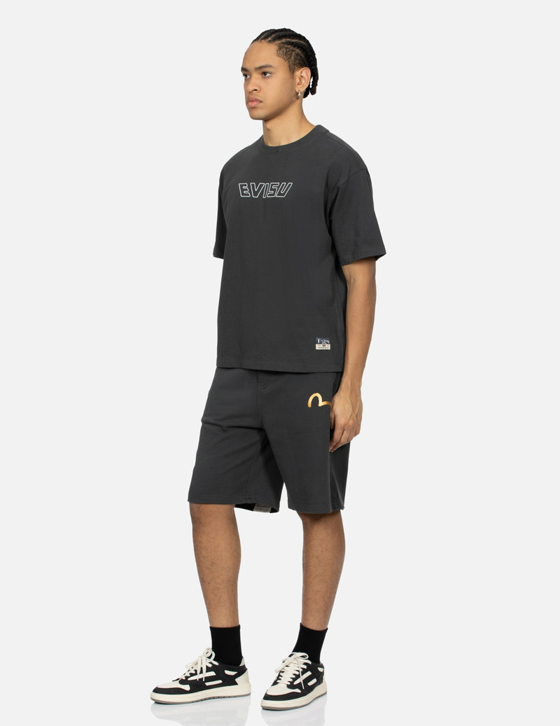 SEAGULL EMBROIDERY AND BRUSHSTROKE KOI SEAGULL DAICOCK PRINT RELAX FIT SWEAT SHORTS 4