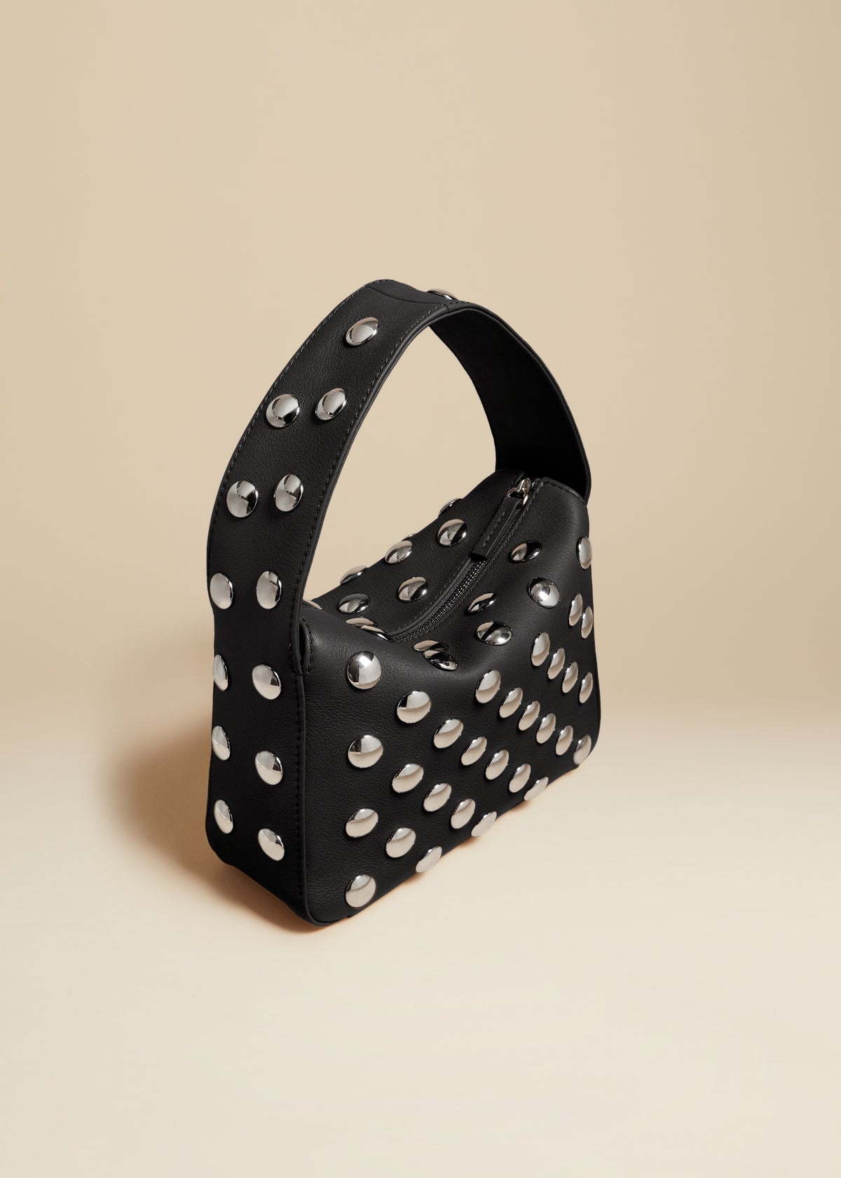 The Small Elena Bag in Black Leather with Studs - 2