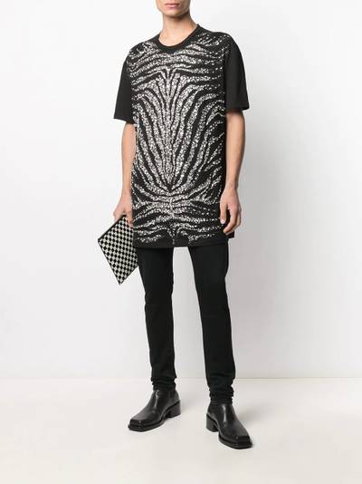 Balmain crystal-embellished zebra T-shirt outlook