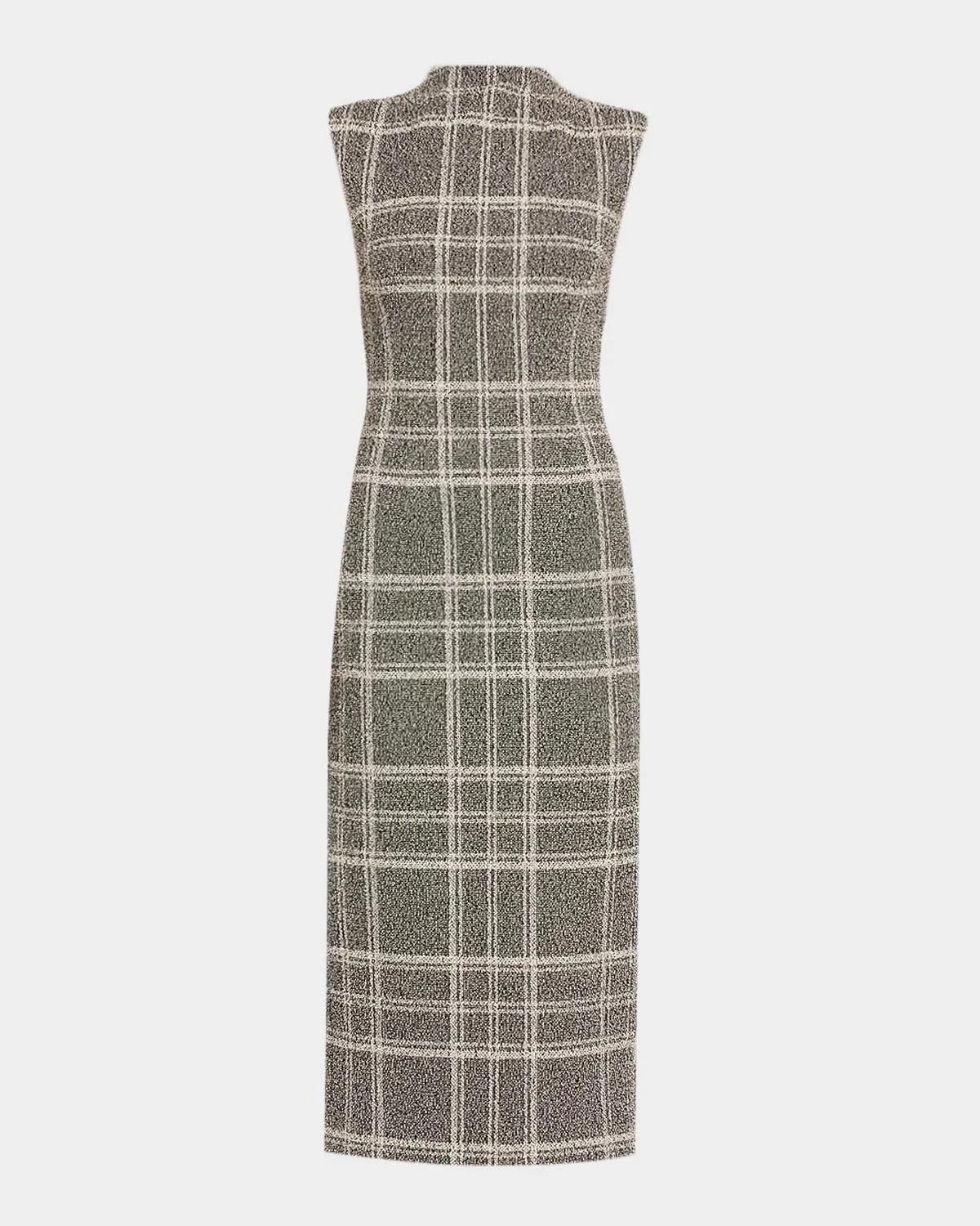 Georgia Sleeveless Plaid Mock-Neck Midi Dress - 1
