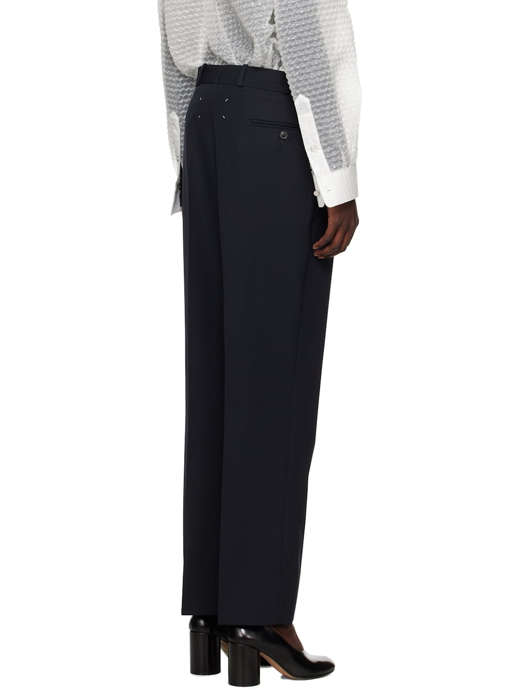 Navy Virgin Wool Trousers - 3