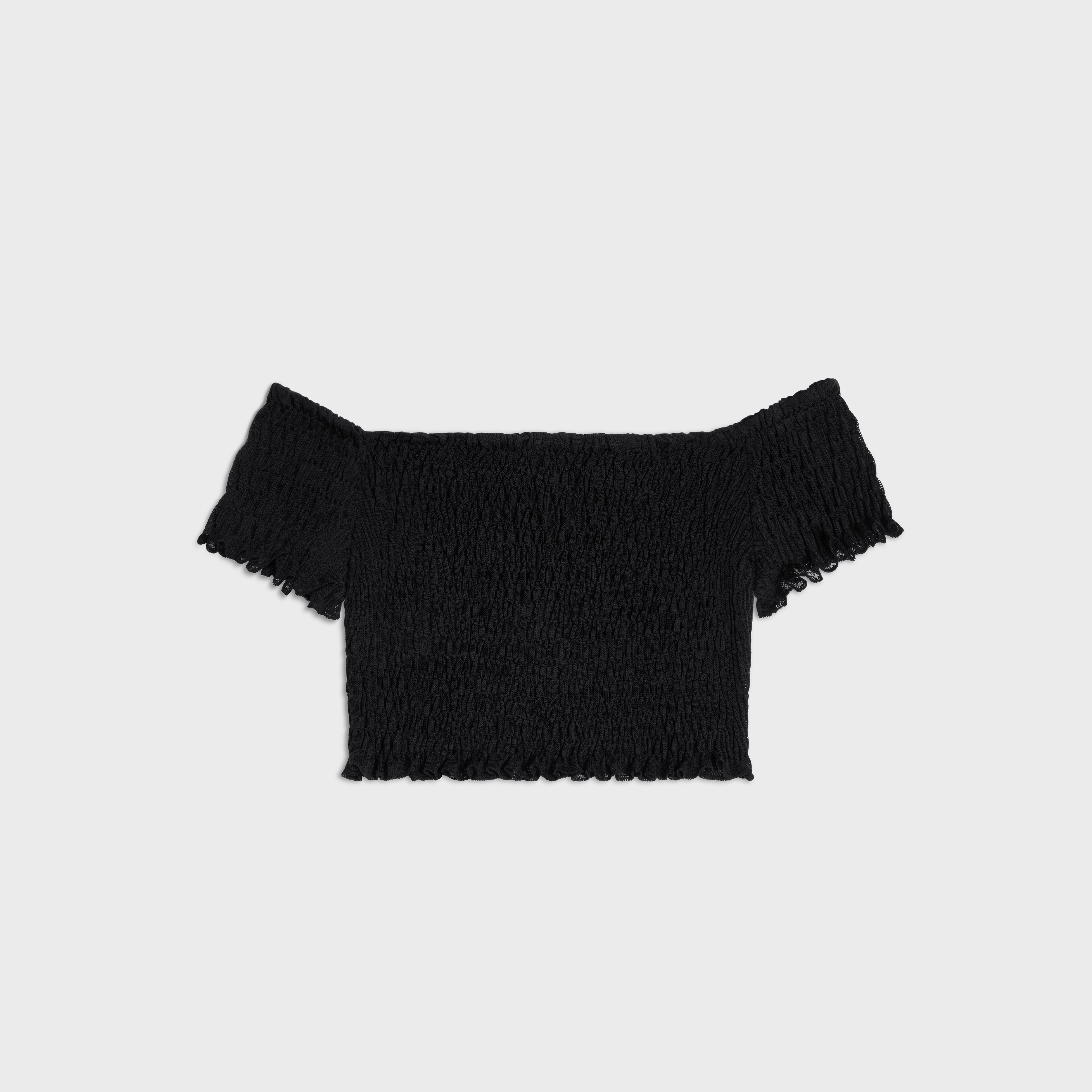 triomphe crop top in gauffered silk - 2