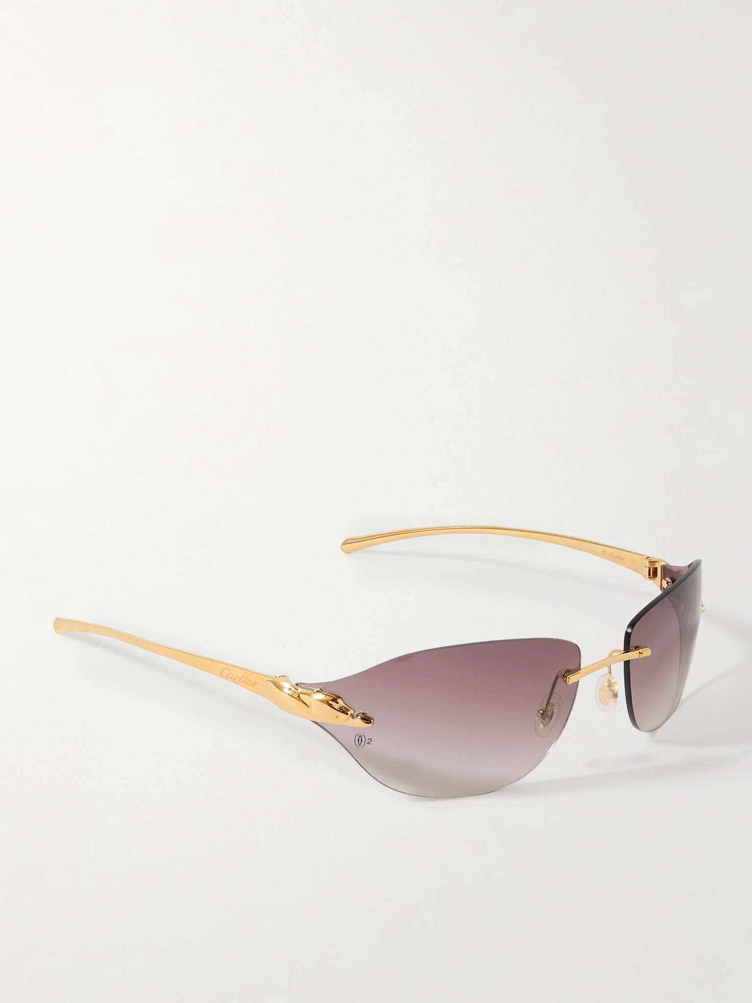 Cartier Panthère Classic Rimless Square-Frame Gold-Tone Sunglasses ...